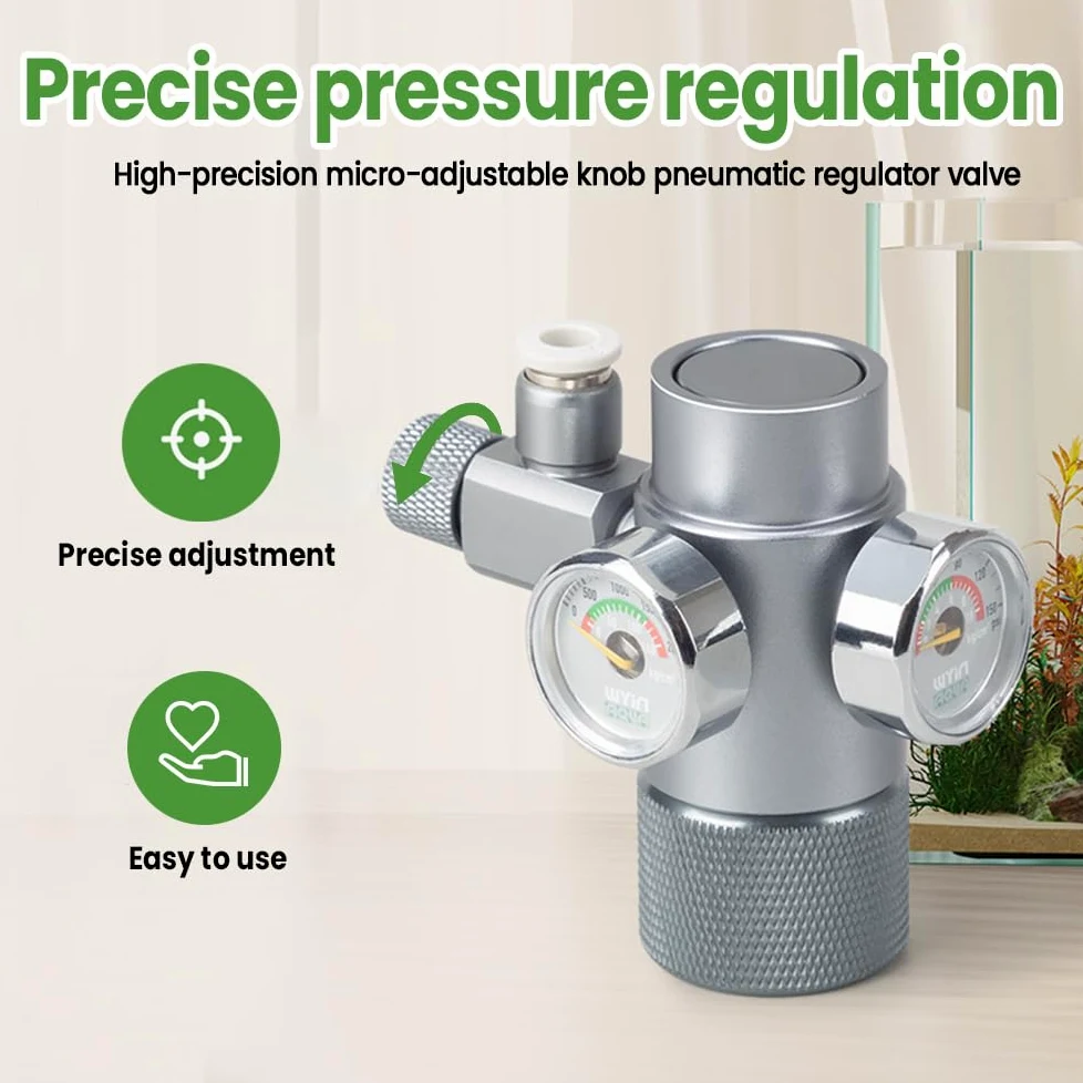 Akwarium regulator CO2, reduktor ciśnienia w akwarium, manometr CO2 z górnym otworem W21.8 z zaworem zwrotnym do systemu dwutlenku węgla do akwarium