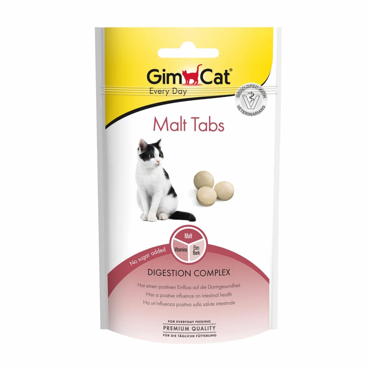 GimCat Malt pastylki - Funkcjonalny przysmak dla kotów o korzystnym działaniu na jelita - 1 worek (1 × 40 g)