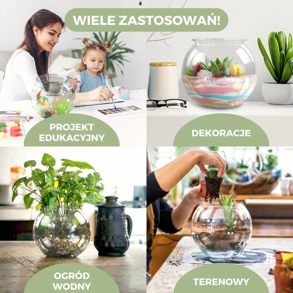 Mobiclinic® pets, Mał okrągł akwarium, Nemo, 4 litry, Plastik pet eco, Przezroczysty design, 20x20x17, 5cm, Łatwe do czyszczenia, Wytrzymałe, Idealne dekoracji domowej, Rośliny wodne