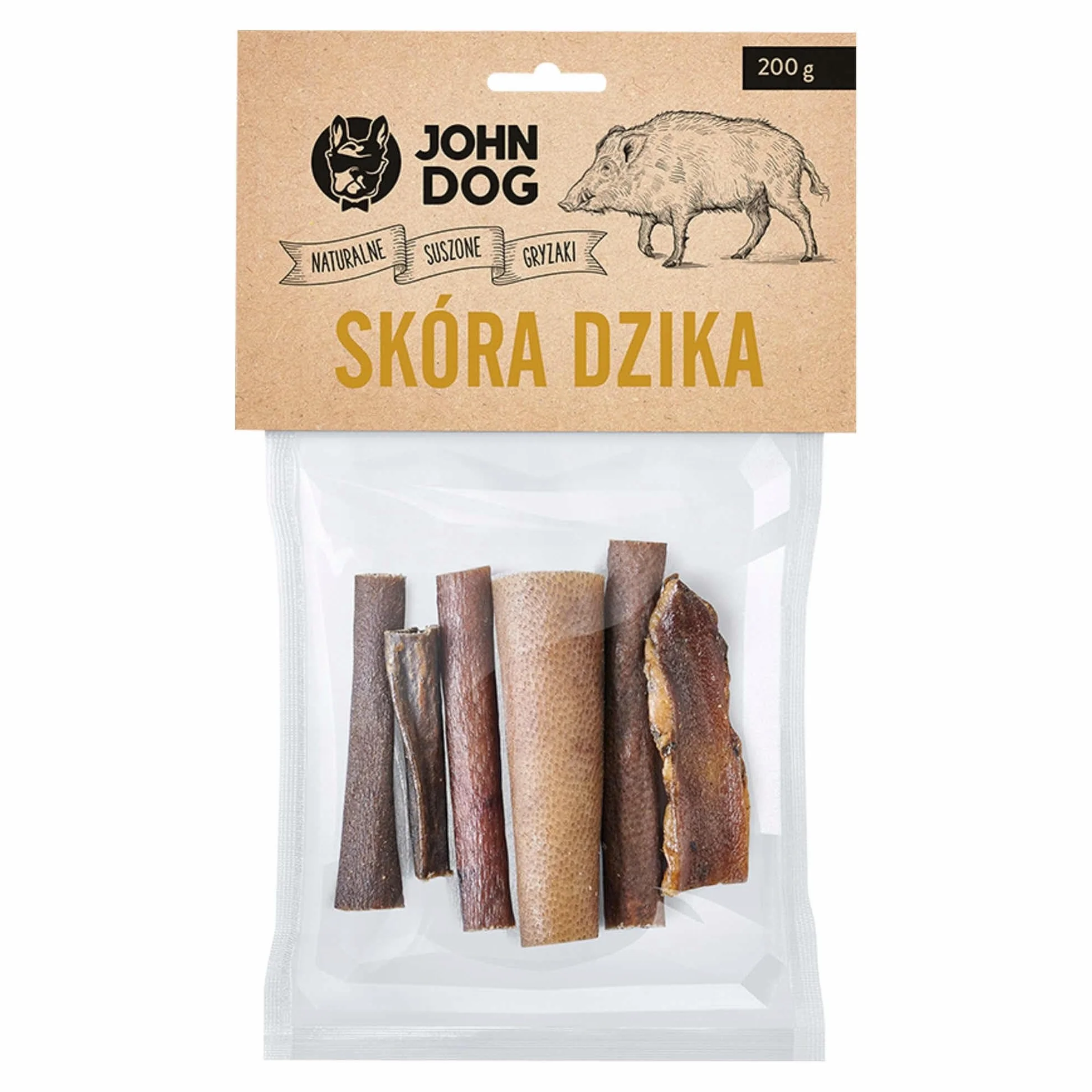 JOHN DOG Skóra dzika małe kawałki Suszony gryzak dla psa 200 g