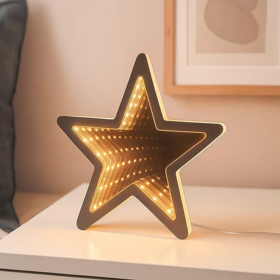 Gwiazda LED Infinity świecąca z efektem tunelu świetlnego 20 cm x 19 cm