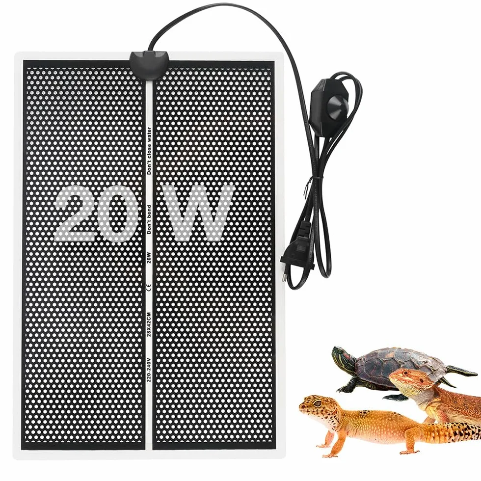Mata grzewcza do terrarium, 20 W, mata grzewcza dla gadów, 28 x 42 cm, regulowana mata grzewcza do terrarium z regulacją temperatury, poduszka grzewcza dla gadów, płazów, żółwi, węży, jaszczurki,