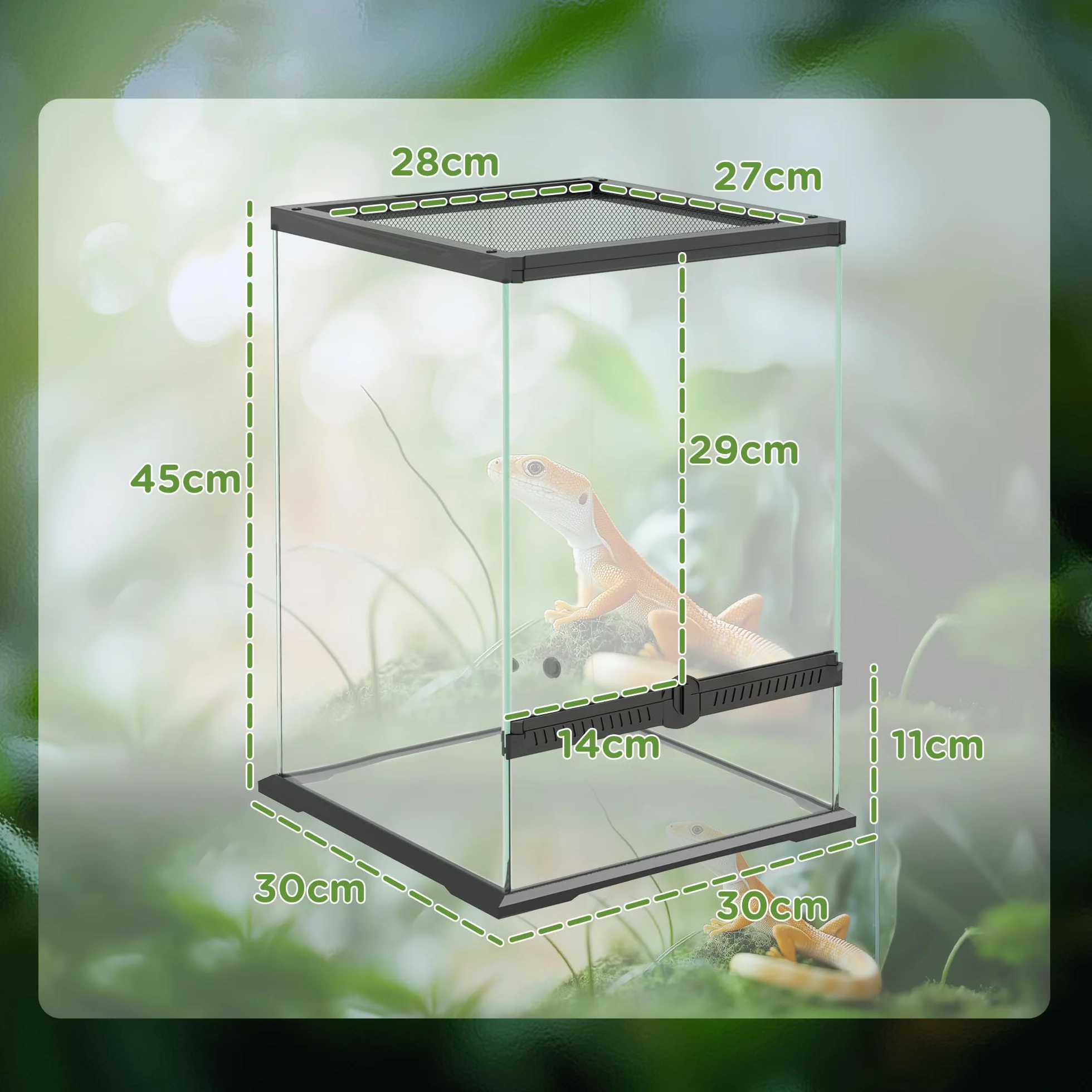 PawHut Szklane Terrarium dla Gadów 40L Vivarium 30 x 30 x 45 cm
