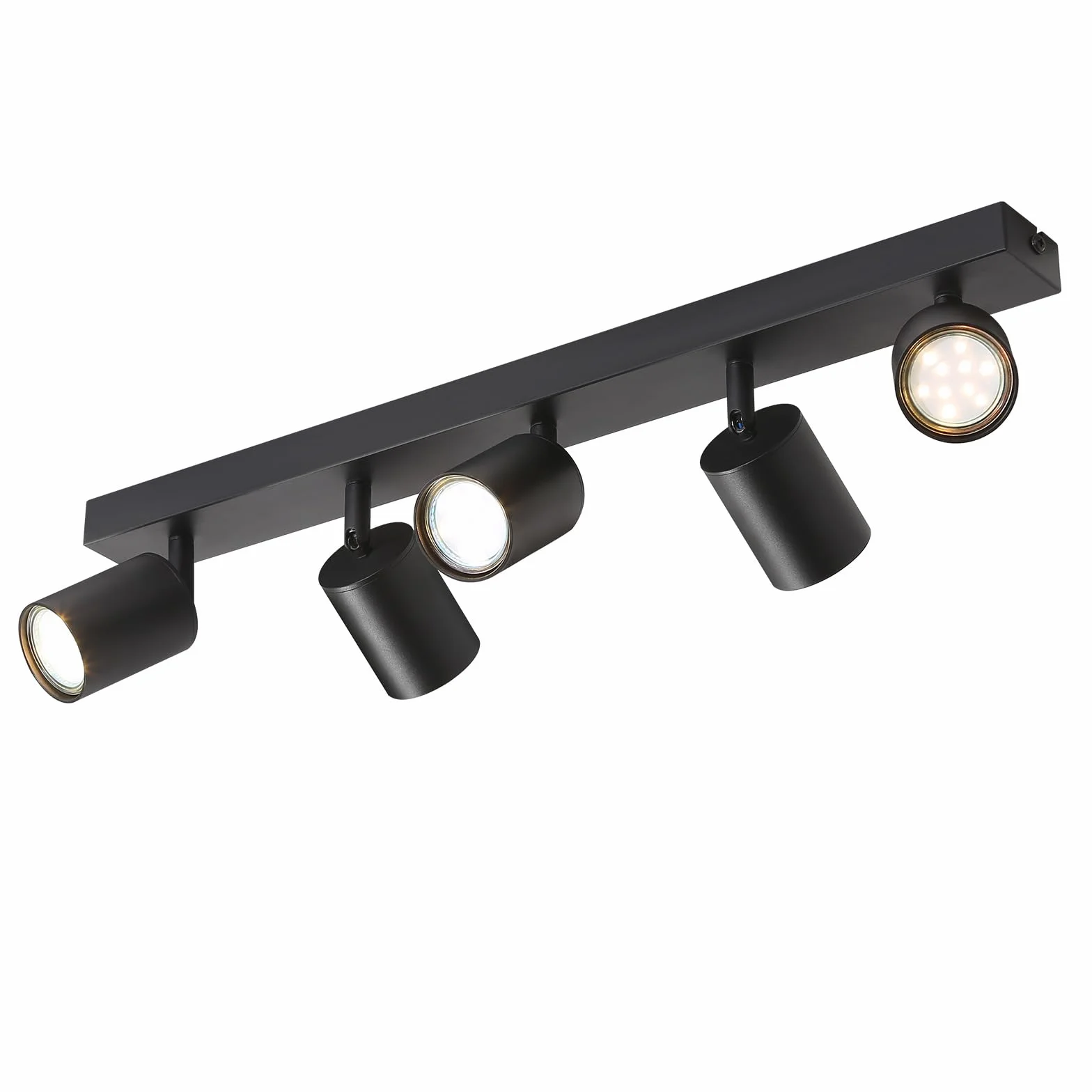 Lampa Sufitowa Nowoczesna Czarnym - Sufitowy Reflektor LED Obrotowy GU10 - Sufitowa Scienna Spot 5 Płomień do Kuchni Sypialni Salonu, bez Zarówek