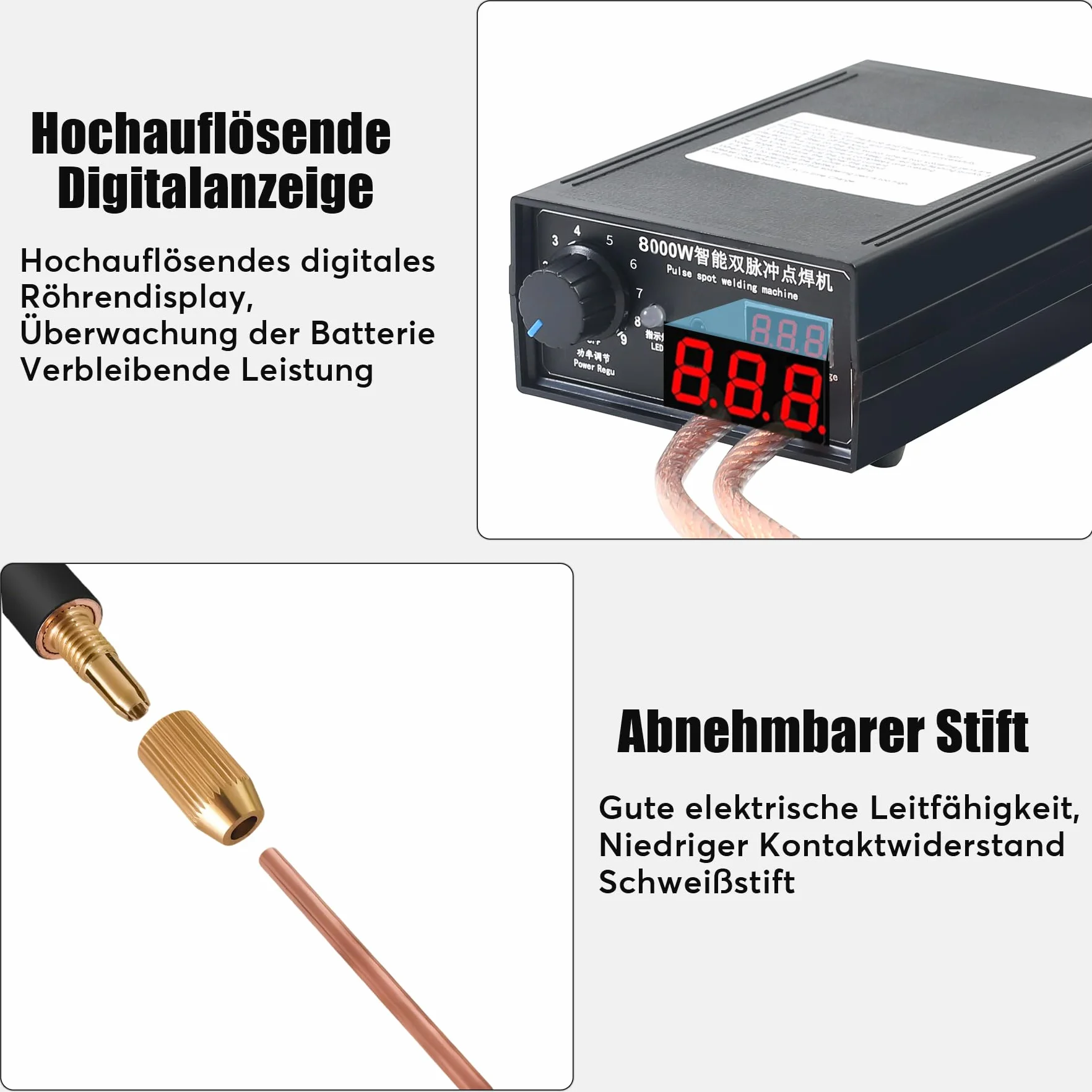 Akumulatorowa spawarka punktowa 8000 W Dual Impuls do blachy niklowej 0,1 mm
