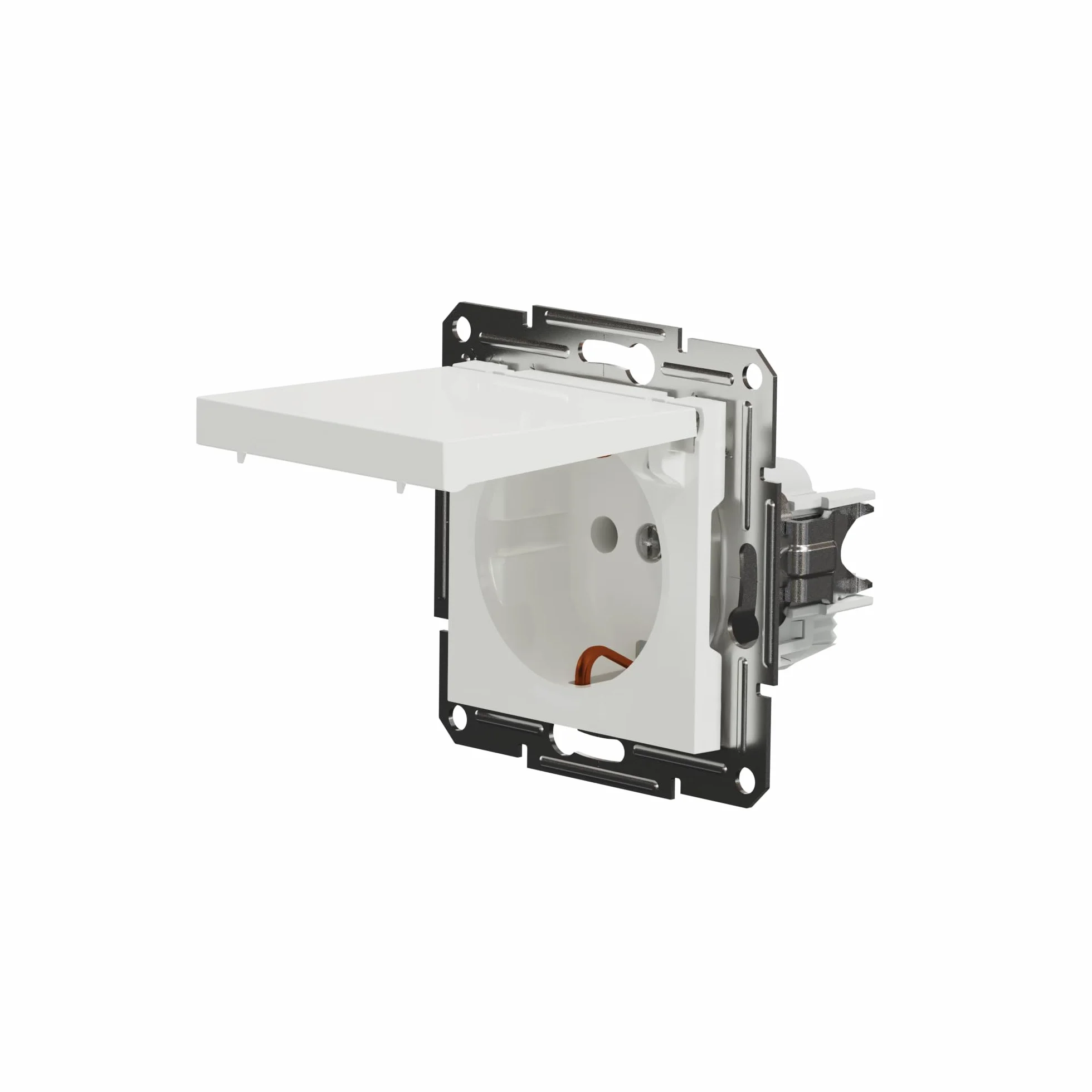 Schneider Electric Asfora EPH3170121D gniazdko Schuko 16 A, pokrywa z klapką, gniazdko ze stykiem ochronnym, podtynkowe, zaciski śrubowe, białe