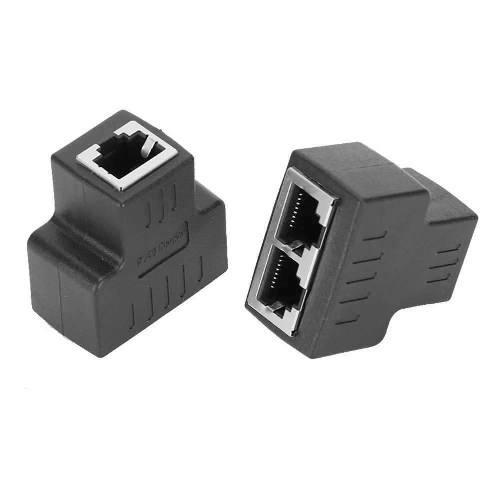 Przełączniki, 2 szt. adapter kabla Ethernet 1 cal 2-out RJ45 żeński interfejs LAN złącze przedłużacz kabla rozdzielacz do przewodu internetowego