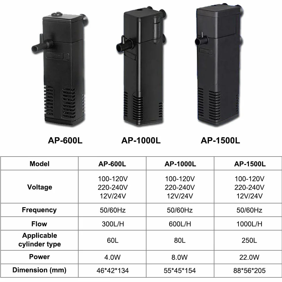 flintronic Filtr do akwarium wewnętrzny z pompą 8 W 600 l/h, regulowany, do 80 l