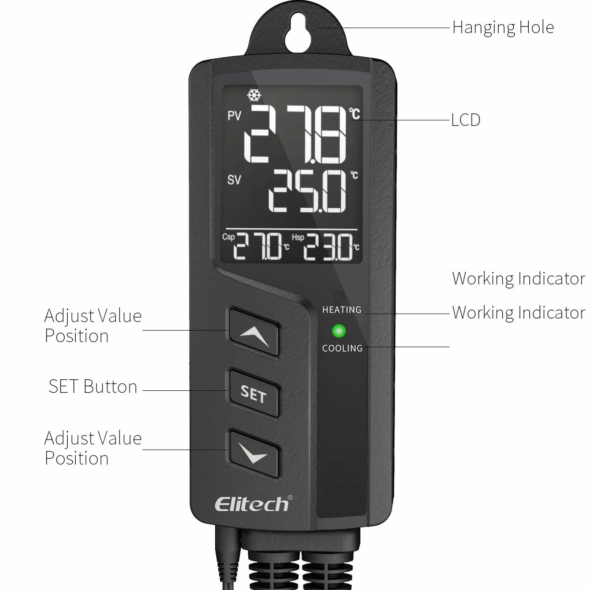 Elitech Cyfrowy termostat z czujnikiem chłodzenia 220 V do akwarium