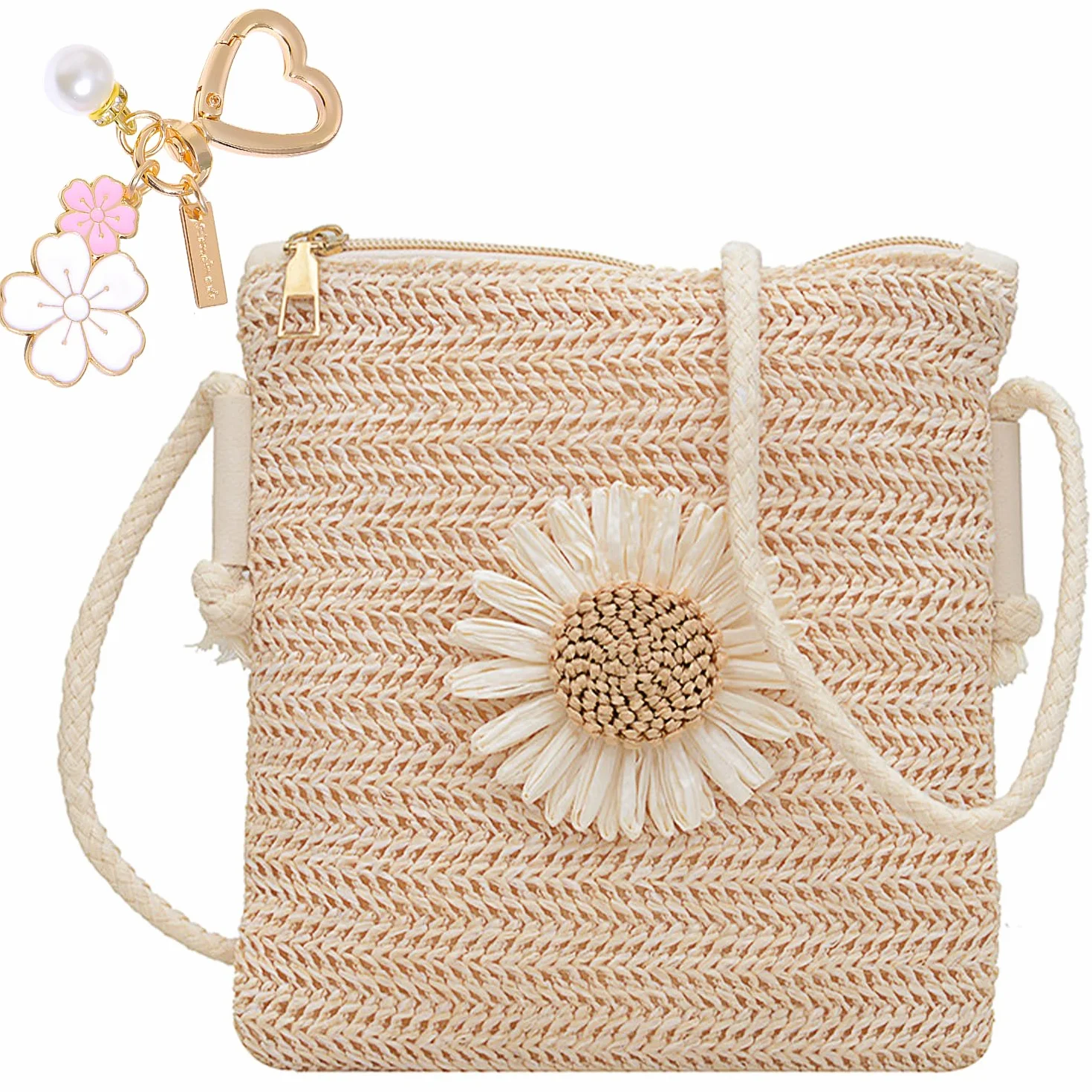 Słomkowa torebka damska na ramię w stylu vintage, torebka plażowa, torebka słomkowa, styl boho, torba crossbody na podróż i urlop