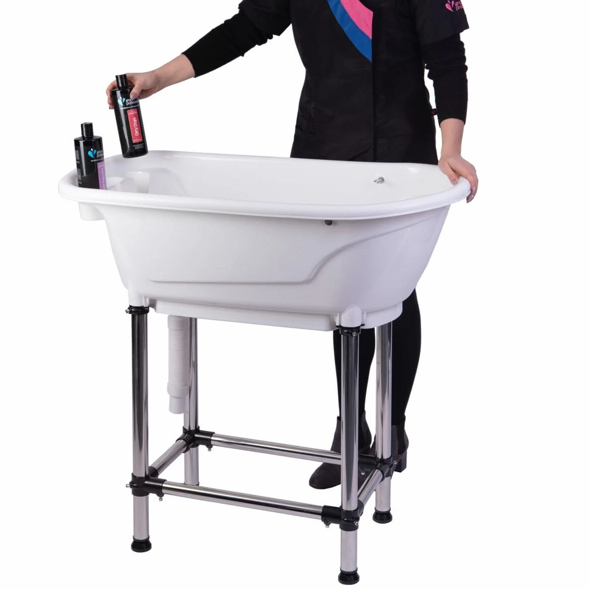 GROOM PROFESSIONAL Wanna dla małych psów, biała, do pielęgnacji psów, mini plastikowa wanna, idealna do kąpieli szczeniaków, kotów i kociąt w domu lub w salonie - rozmiar 96 cm x 50 cm
