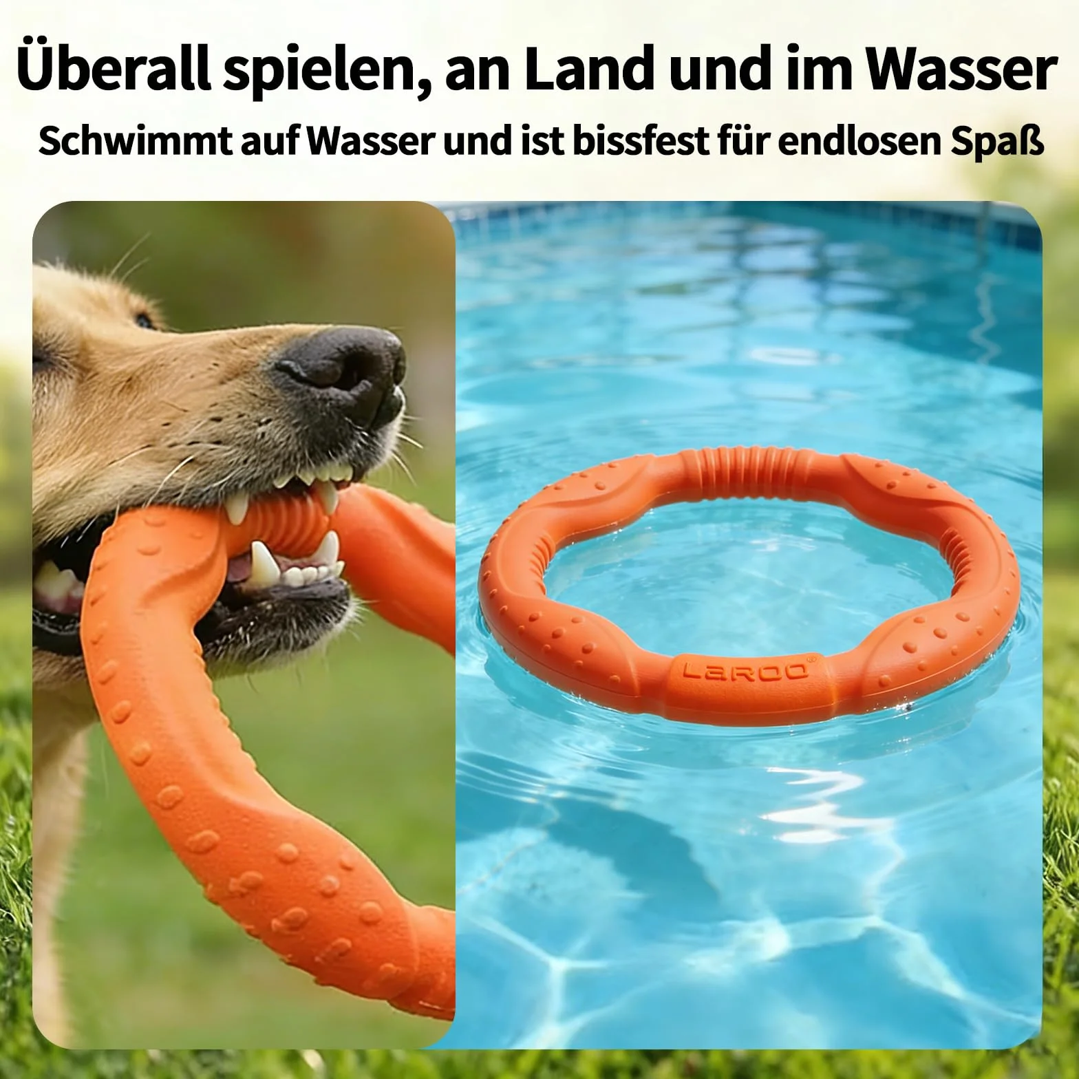 LaRoo Frisbee pierścień fitness dla psa, niezniszczalny pływak dla psów, zabawka, letni trening zwierząt domowych, dla średnich i małych psów