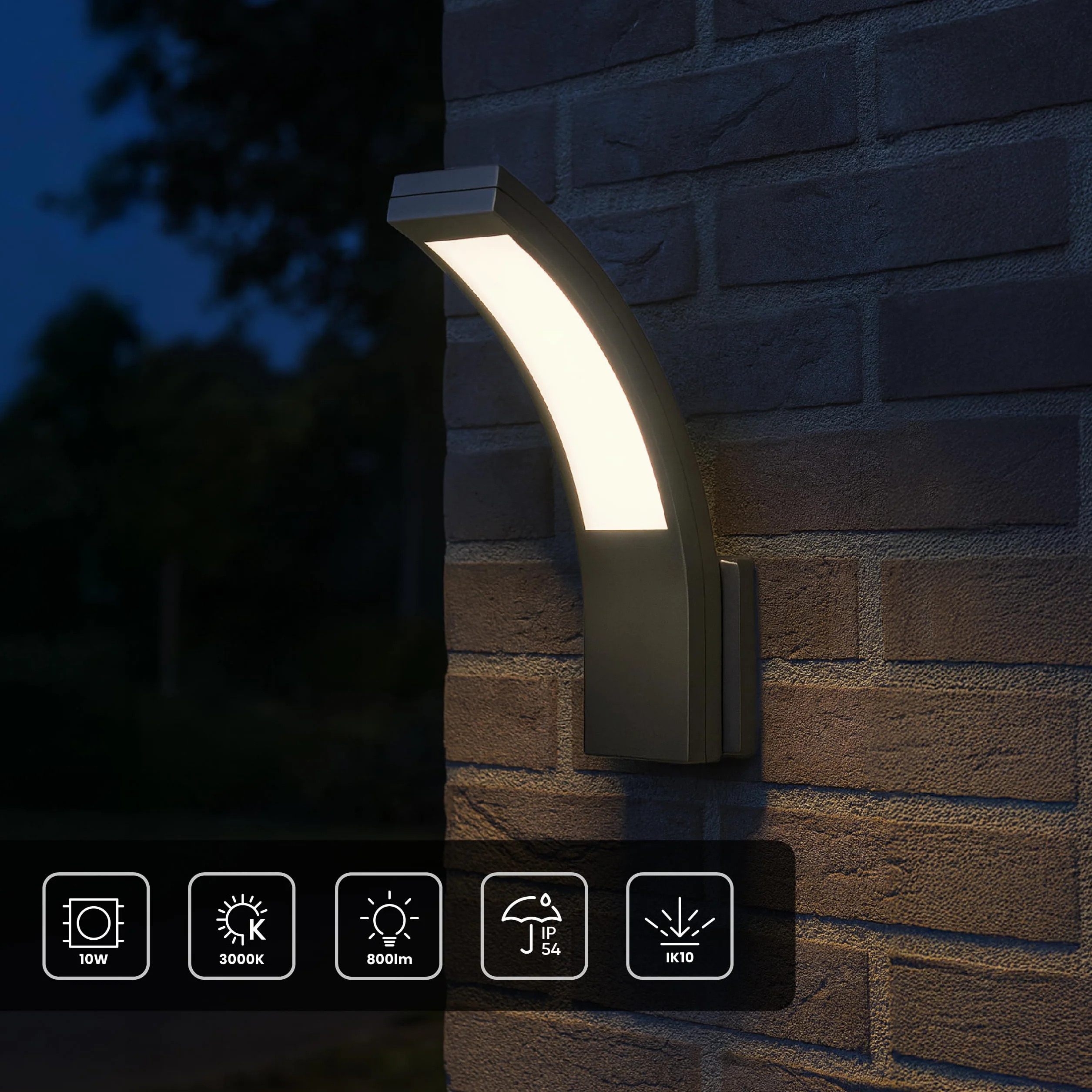 Kinkiet Zewnętrzny LED z Czujnikiem Ruchu PIR 3000K Barwa Ciepła Biel 800lm Lampa LED Zewnętrzna 10W Oświetlenie Zewnętrzne na Taras Ogród Balkon Altana IP54
