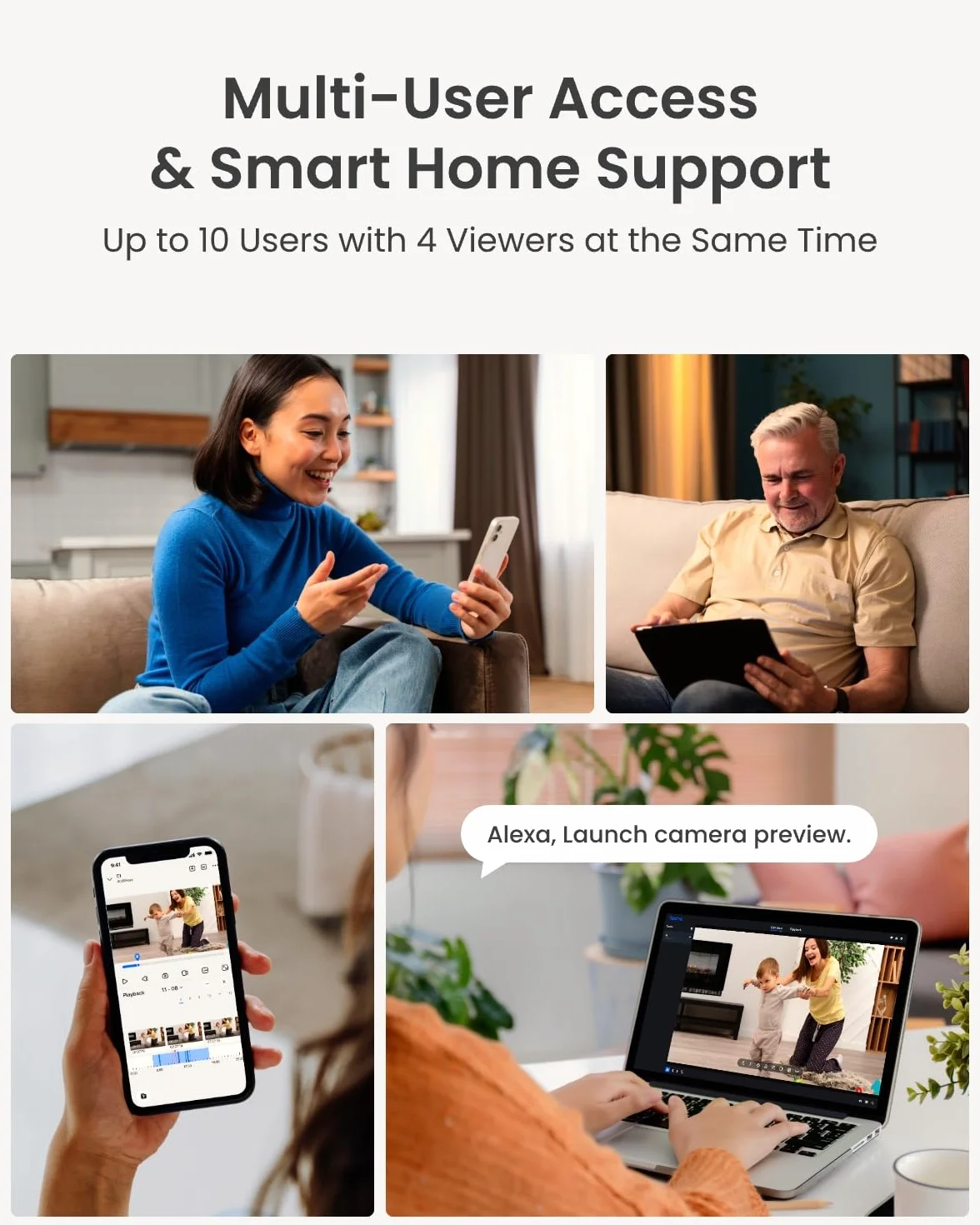 Reolink E1 4MP Wi-Fi IP Kamera wewnętrzna z funkcją rozpoznawania ludzi i zwierząt