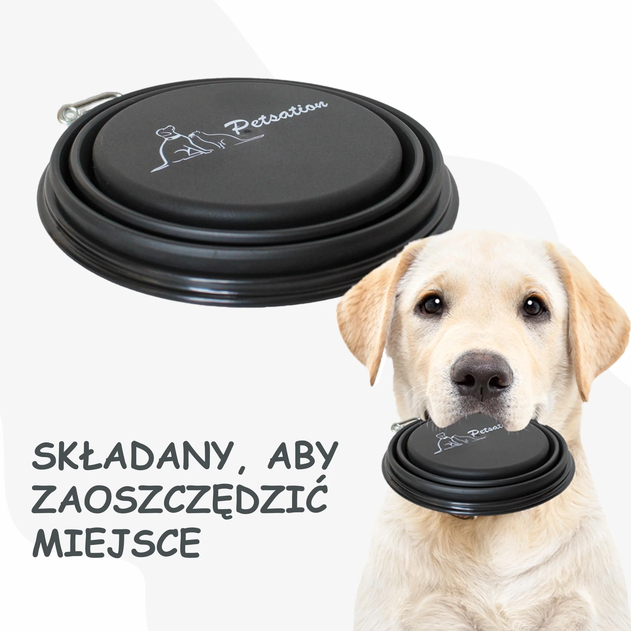 Składana miska dla psa w podróży [oryginalna] miska podróżna, miska na jedzenie i wodę dla psów 1000 ml, idealna do podróży, spacerów i na co dzień – lekka, kompaktowa (1000 ml, czarna)