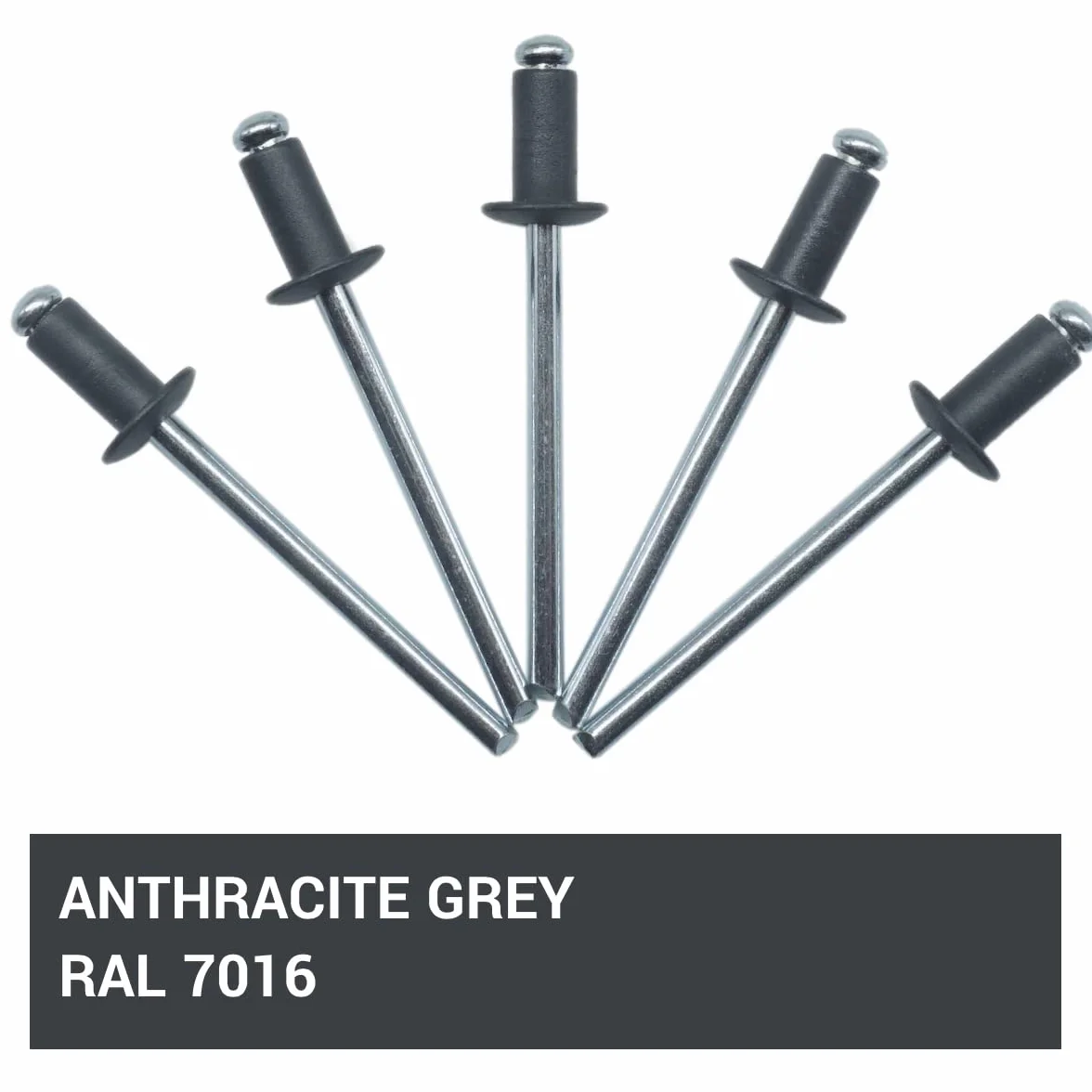 SKIR'CO (opakowanie 100 szt.) Lakierowane nity 3,2 x 8 mm, głowica kopułkowa, DIN 7337, nity aluminiowe, nity pop (100, antracyt szary RAL 7016)