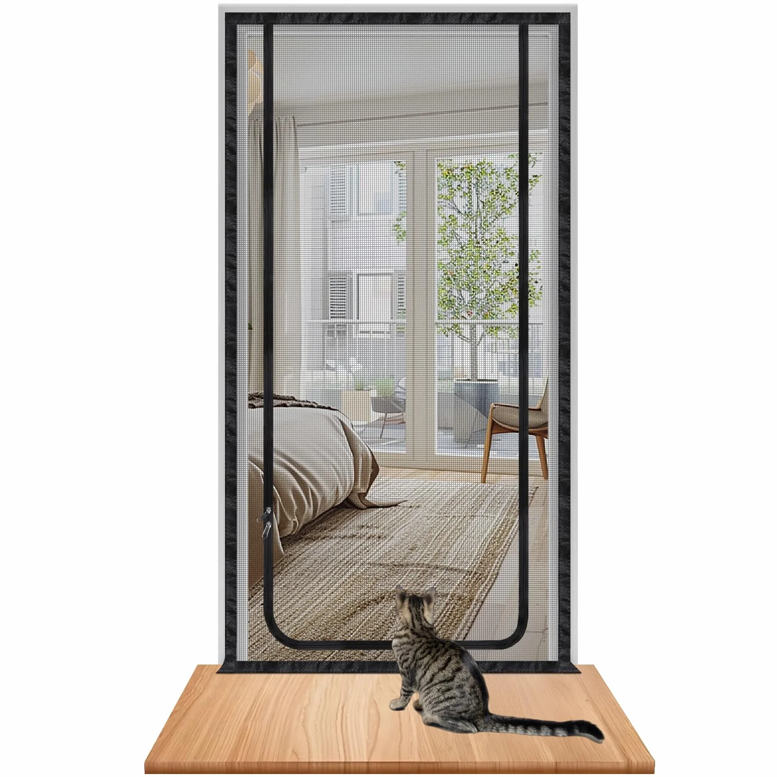 DBREAKS Siatka dla kota na balkon, z zamkiem błyskawicznym, do biegania, ochrona przed kotami, ochrona przed zwierzętami domowymi, bez wiercenia (90 x 210 cm)