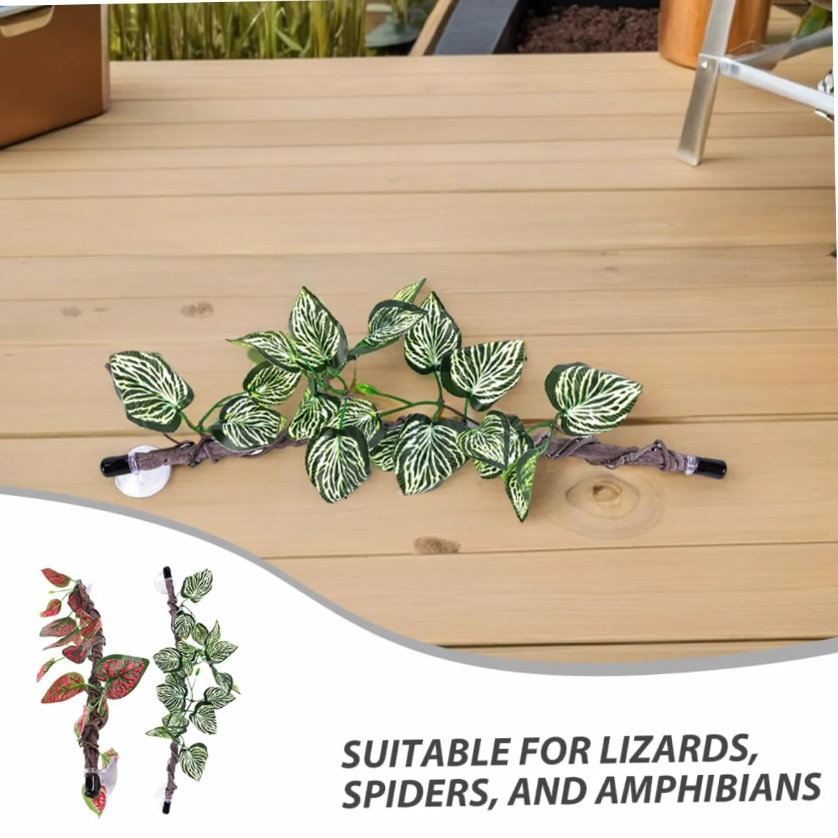 ORFOFE 2 Szt. Realistic Jungle Vines with Suction Cup for Reptile Tank Climbing Branches Flexible Terrarium Plant Decoration for Snakes Lizards Amphibians And Spiders