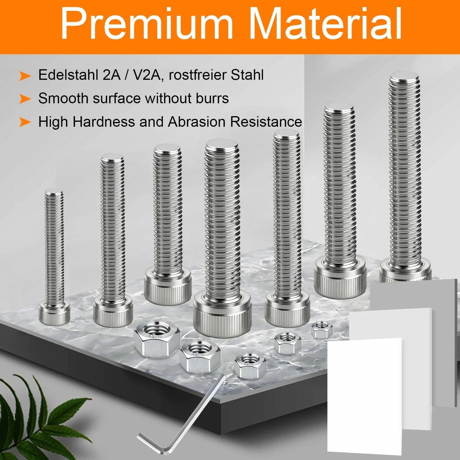 Śruby cylindryczne M5 x 50 mm ze stali nierdzewnej A2 V2A DIN 912 imbusowe zestaw 30 szt.