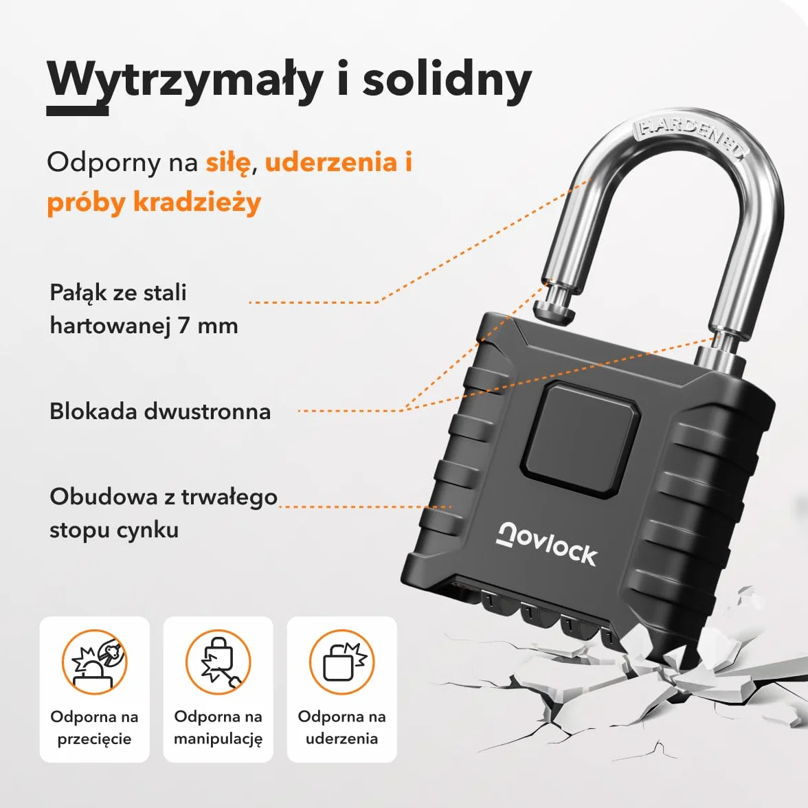 Kłódka szyfrowa heavy-duty 8 mm czarna do bram i ogrodzeń