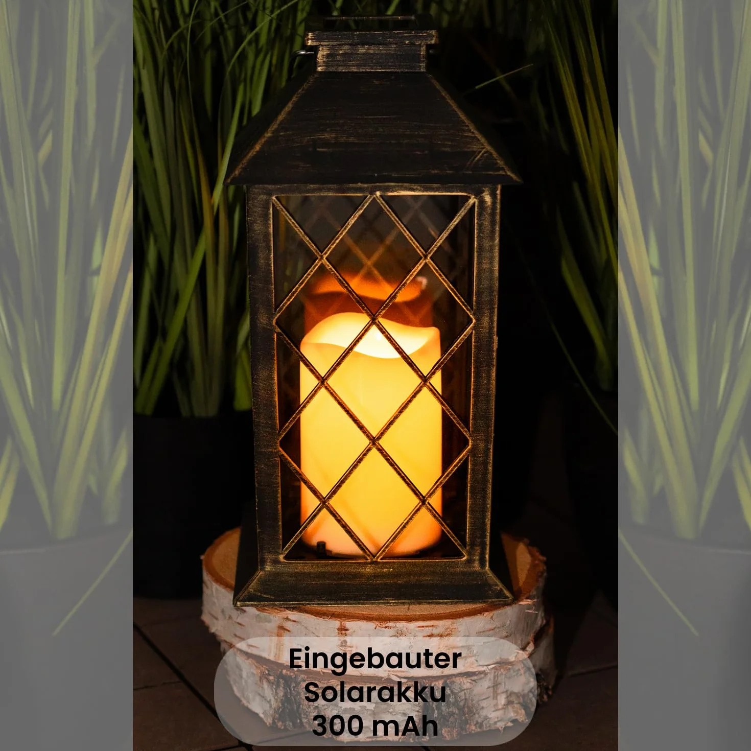 Lumiled 2x latarnia solarna na zewnątrz, latarnie solarne LED ze szkła z efektem migającej świeczki, latarnia solarna z efektem świeczki IP44, vintage patyna, wisząca, dekoracyjne światło, latarnia