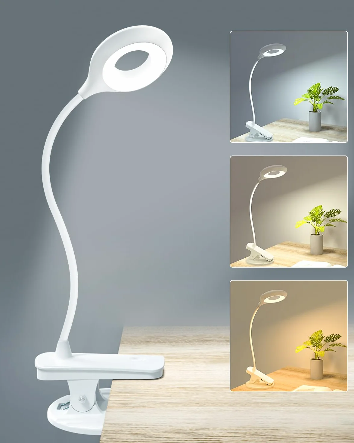 Lampka Zaciskowa Libtit – Dotykowa, 3 Tryby Pracy, Ładowana przez USB, Lampa do Czytania Książek i Ochrona Oczu