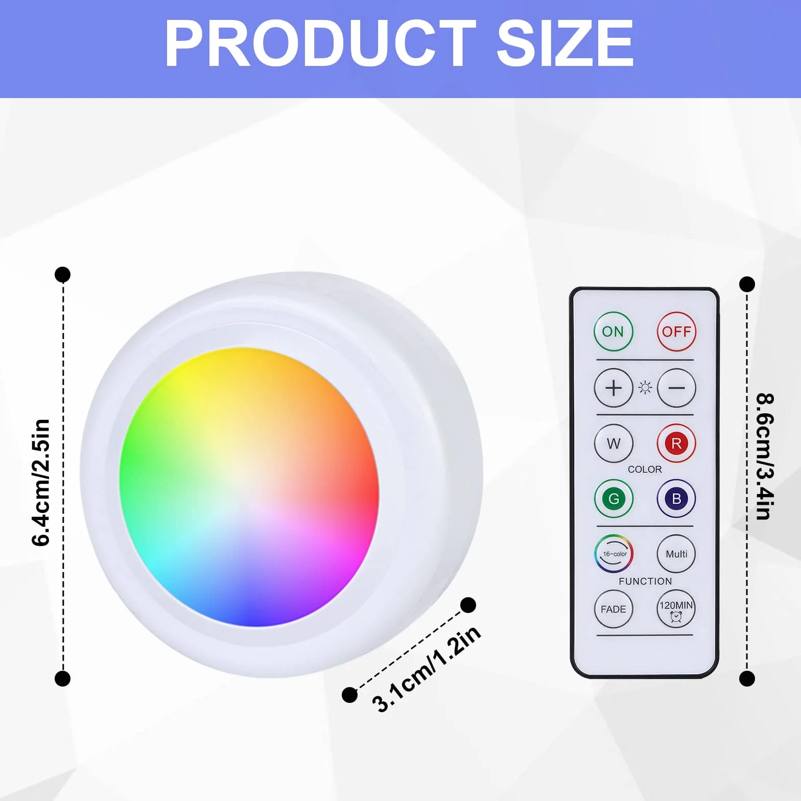 Reflektory LED RGB zasilane bateriami z pilotem zdalnego sterowania, 16 zmieniających się kolorów, oświetlenie szafy, możliwość ściemniania, oświetlenie witryny, bezprzewodowa, dotykowa lampa LED,