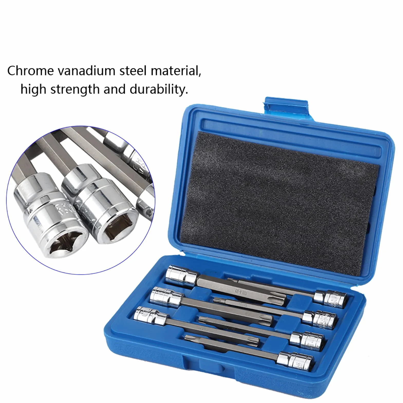 Zestaw nasadek Torx z wkładem bitowym T50 100 mm T40 i T45, długa nasadka T40, zestaw kluczy imbusowych, 7 szt. nasadek 3/8 cala, napęd bardzo długie nasadki bitów Torx