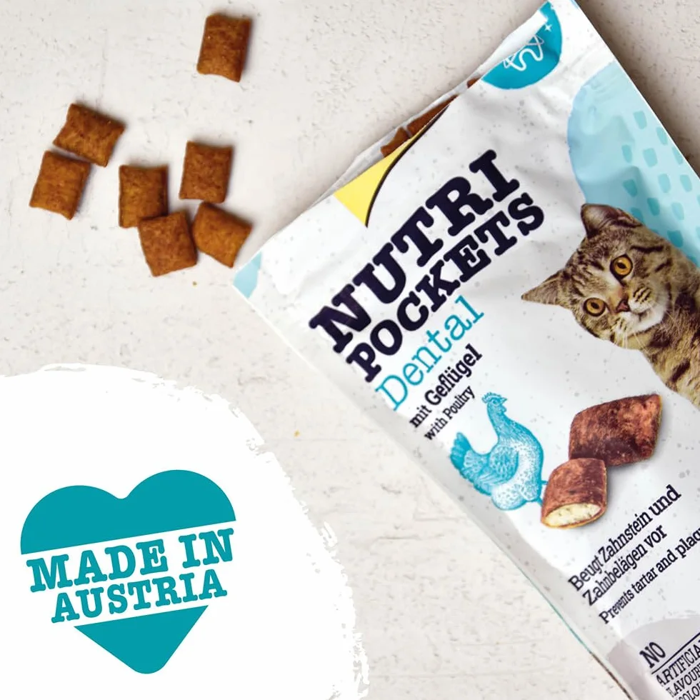 GimCat Nutri Pockets Dental - Chrupiący przysmak dla kotów z kremowym wypełnieniem i składnikami aktywnymi - 1 worek (1 × 60 g)