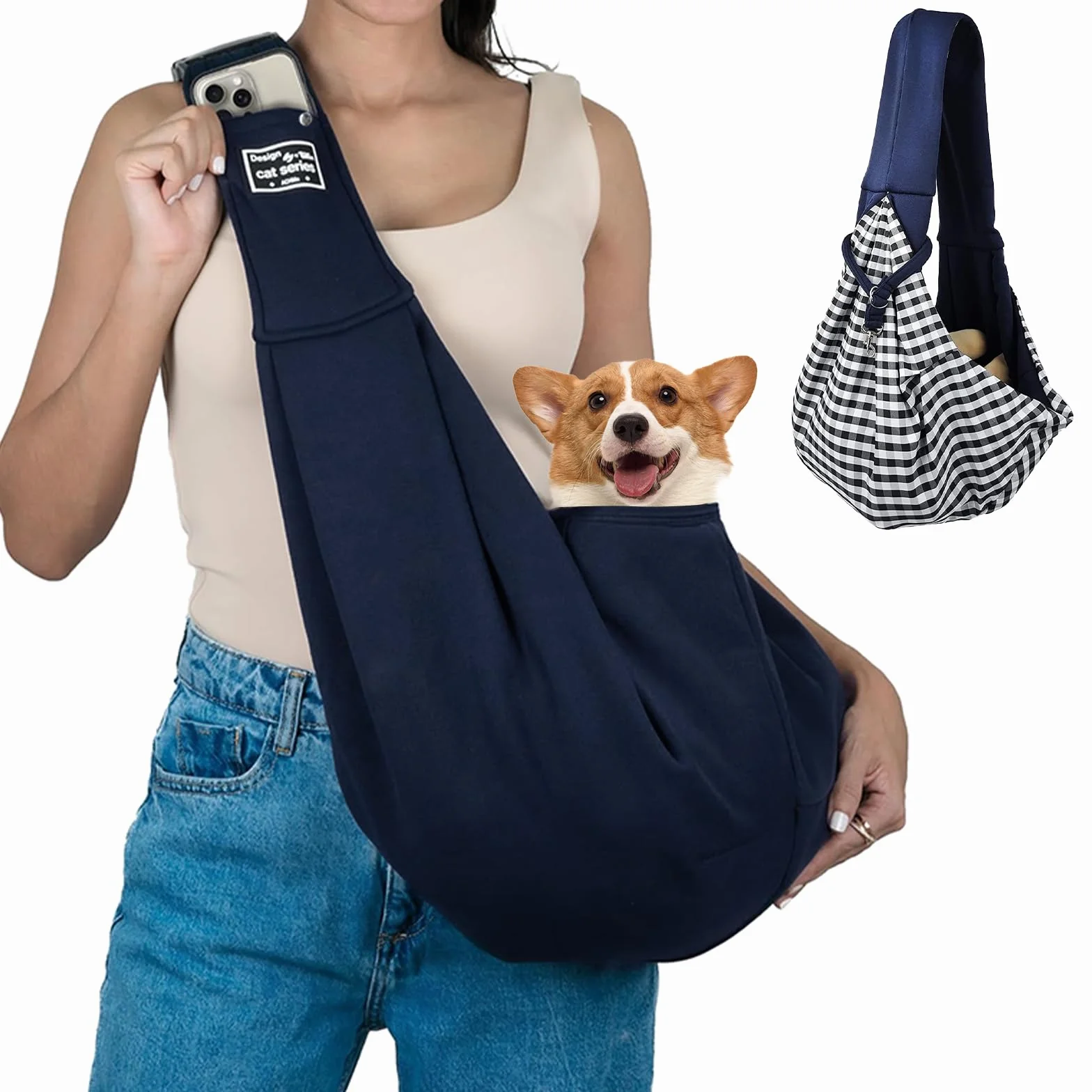 Torba do noszenia psa do 7,5 kg, przenośna torba na ramię dla zwierząt domowych, regulowana torba do przenoszenia psa na spacery, aktywności na świeżym powietrzu i wycieczki (niebieska)