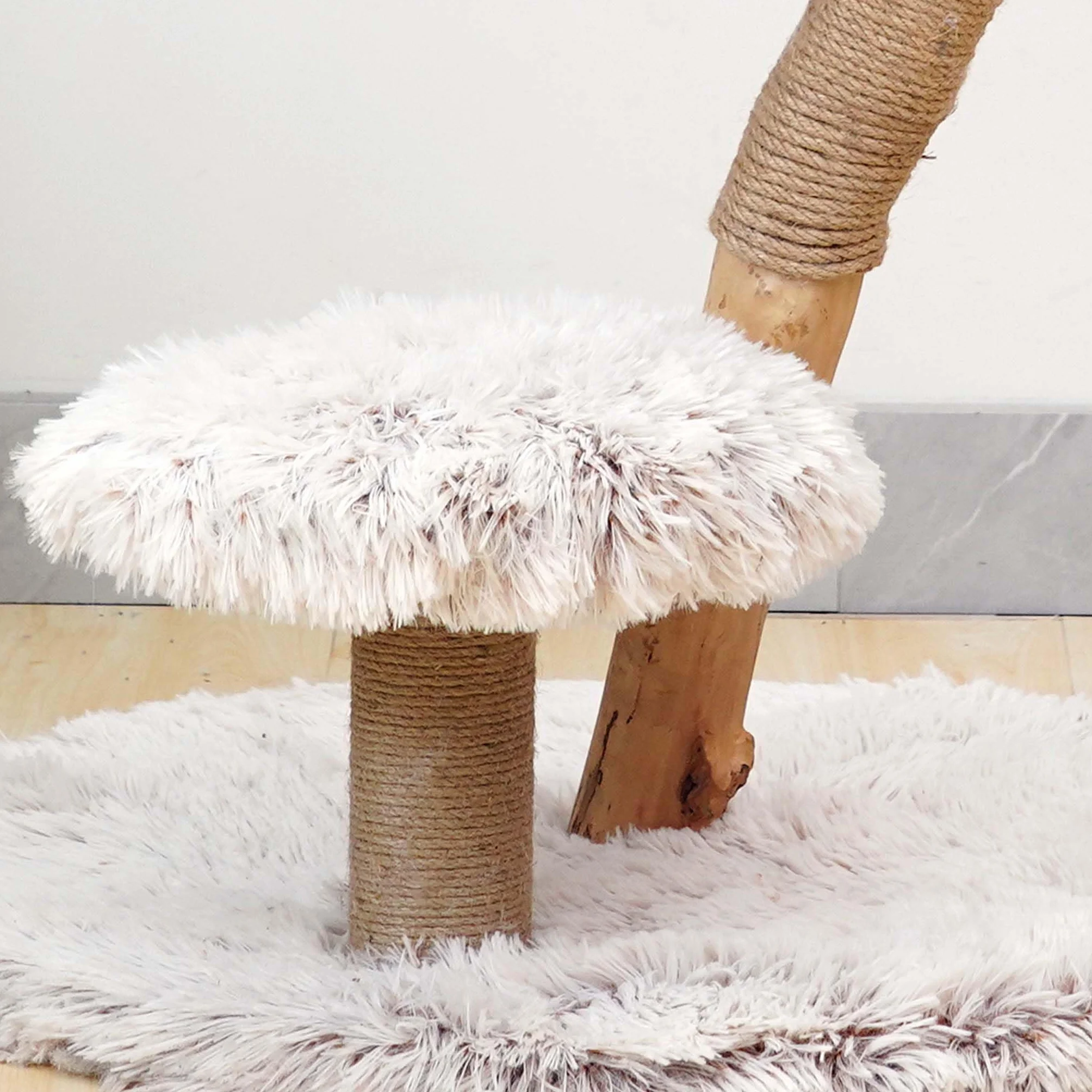 Fudajo Designerski drapak dla kota 83cm w stylu gałęzi z pluszem i koszykiem do leżenia