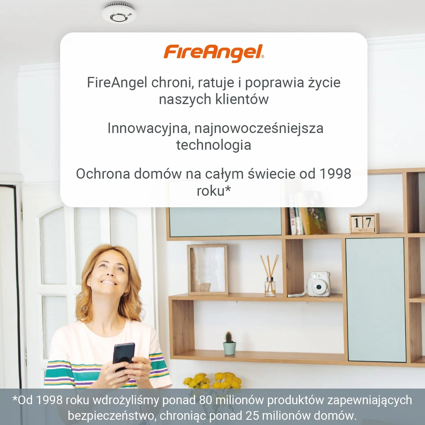 Fire Angel Czujnik Ciepła FA6215-INT Detektor Ciepła z Wymienną Baterią 5 Lat Biały