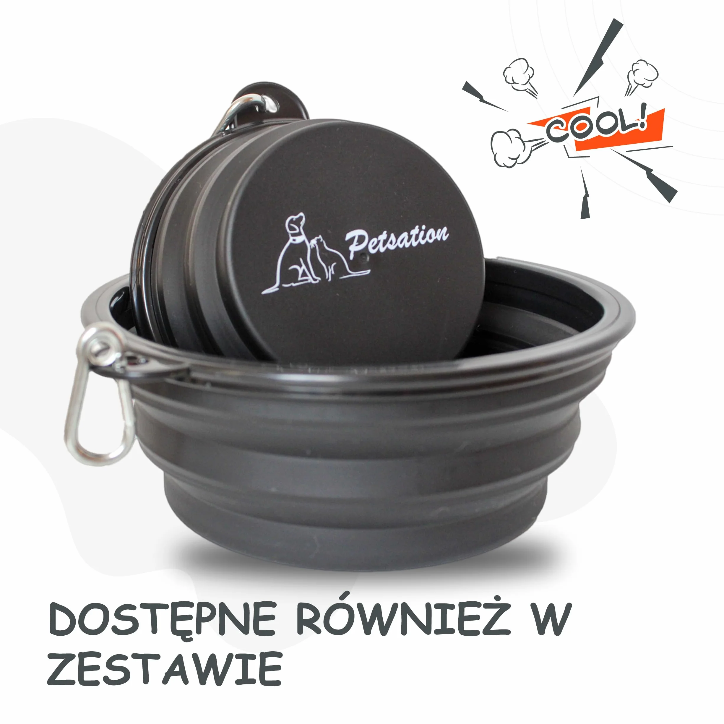 Składana miska dla psa w podróży [oryginalna] miska podróżna, miska na jedzenie i wodę dla psów 1000 ml, idealna do podróży, spacerów i na co dzień – lekka, kompaktowa (1000 ml, czarna)