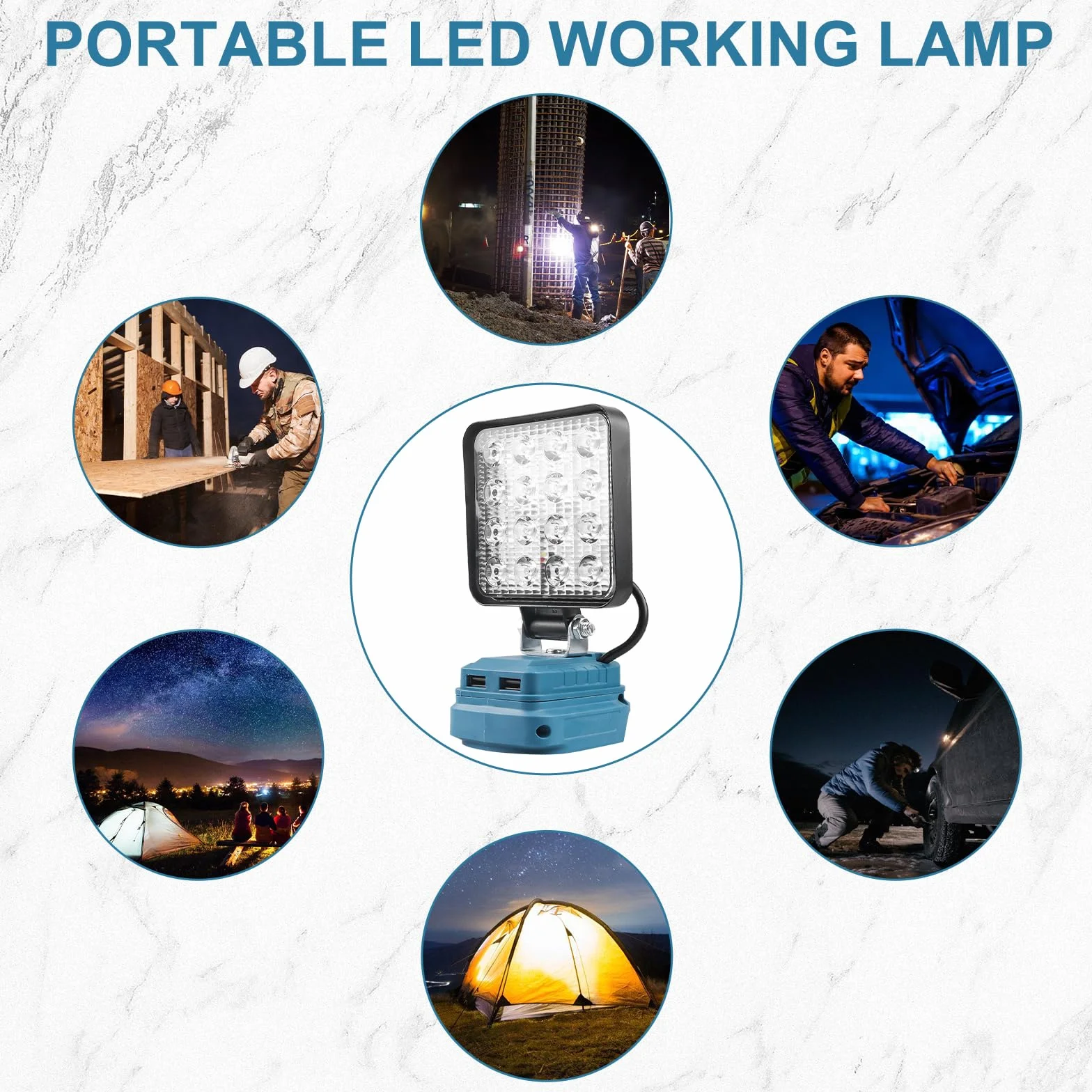 Akumulatorowa lampa do Makita 18 V, 18 W, 5400 lm, wielofunkcyjna lampa robocza LED, przenośny reflektor na plac budowy, Makita, 18 V, latarka na kemping, do naprawy samochodu, w sytuacjach awaryjnych