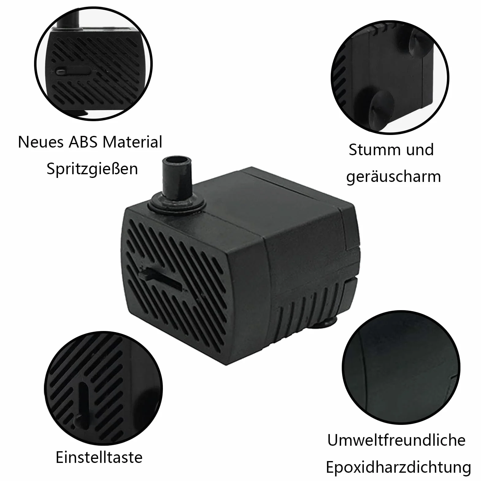 GERUI 2 x mini pompa wodna, 280 l/h, 4 W, 220 V-240 V, 50/60 Hz, regulowana objętość wody 8/13 mm, pompa do fontanny, nadaje się do małych akwariów, pomp do akwarium, ogrodów