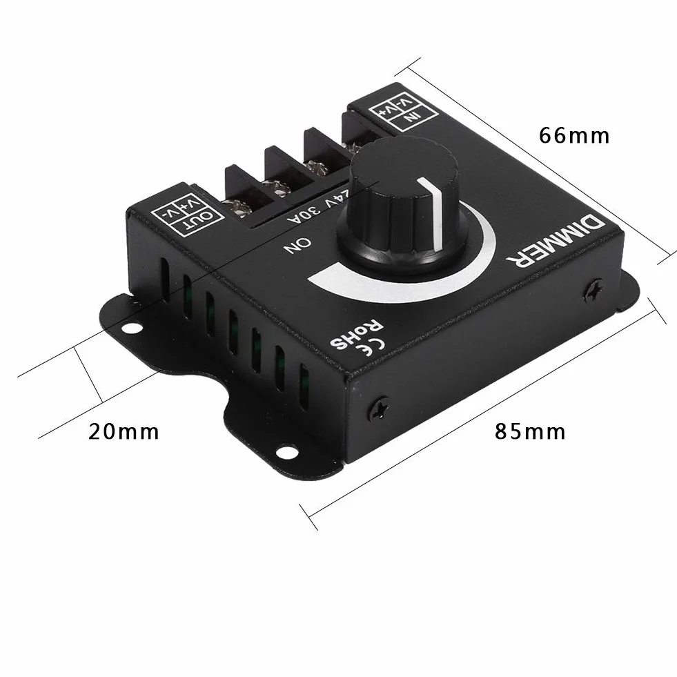 MAGT Ściemniacz LED, 12-24 V, 30 A, regulowany, jasność, lampa, sterownik, zasilacz, kontroler, zasilanie, ręczna obsługa lamp LED