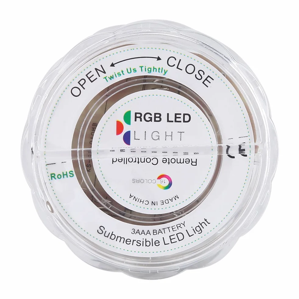 Zatapialne diody LED Wodoodporna dioda LED zmieniająca kolor Podwodna elektroniczna herbata Okrągła świetlna z pilotem do akwarium Ogród Basen Staw Wesele Halloween Halloween Lampki świąteczne