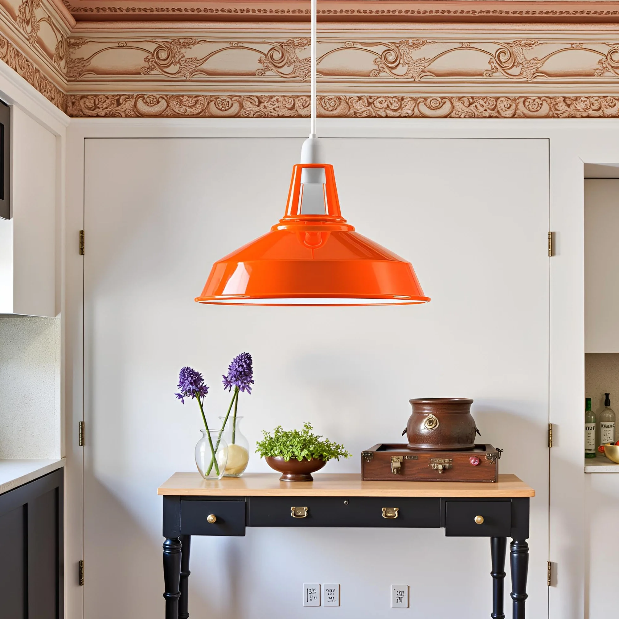 Pomarańczowe metalowe abażury do lamp w nowoczesnym stylu retro antyczne odcienie do lamp sufitowych, abażury do przemysłowych lamp wiszących do sypialni, kuchni i łazienki