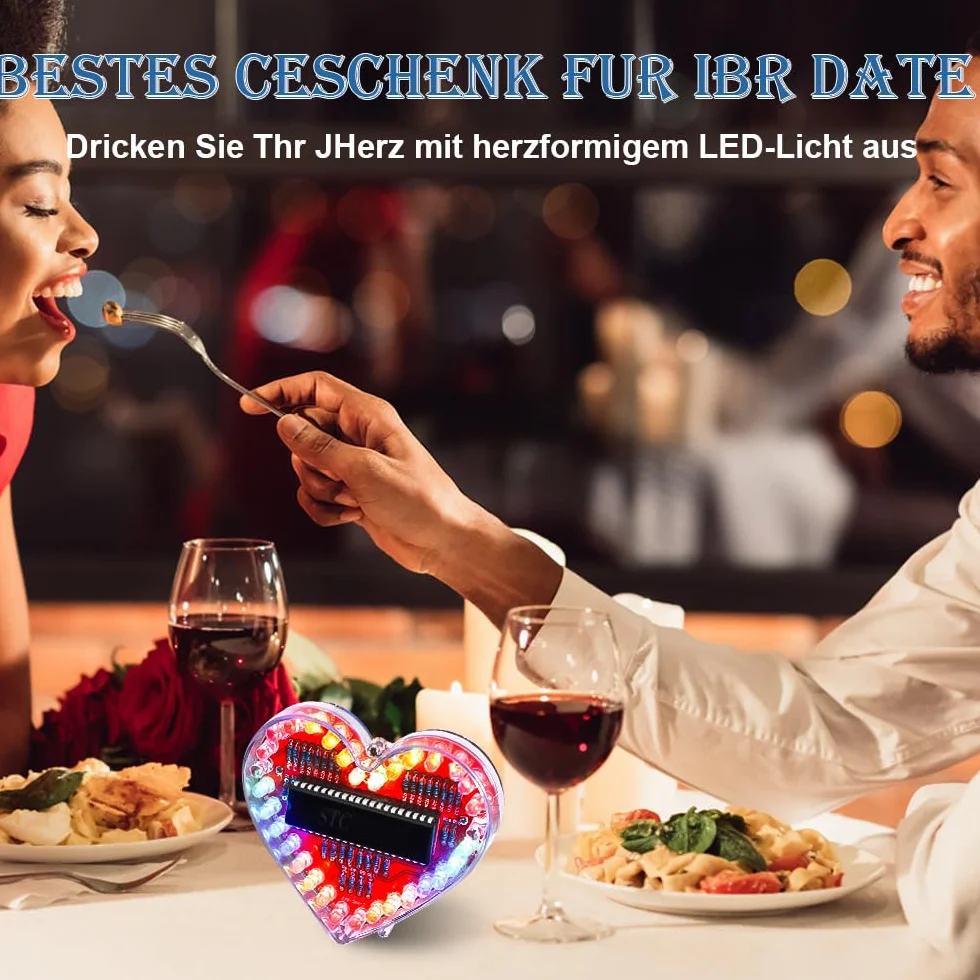 Zestaw do lutowania LED, zestaw do lutowania w kształcie serca, zestaw do samodzielnego lutowania, zestaw do lutowania dla uczniów, zestaw do nauki i nauki, 7 kolorów, lampa LED, dekoracja, prezent