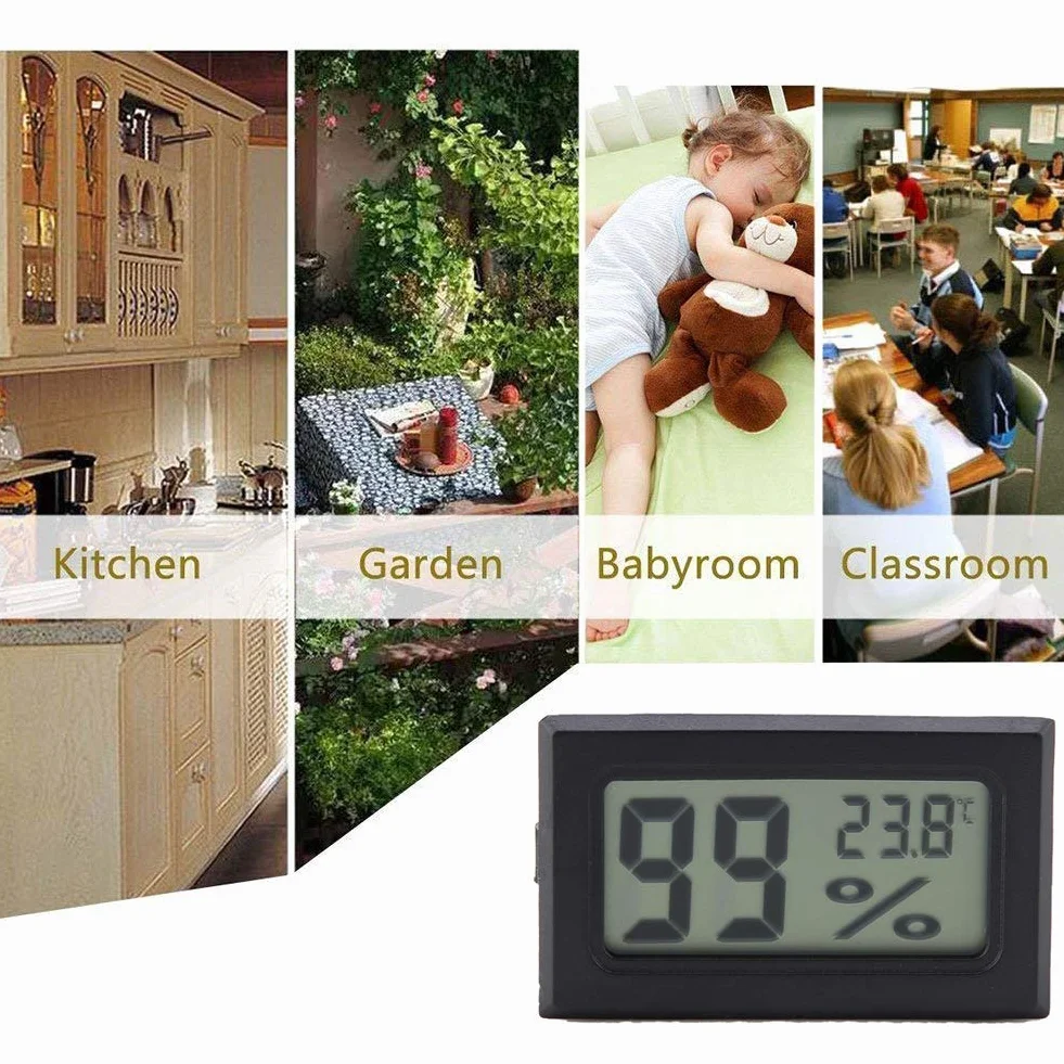 Cyfrowy miernik wilgotności, bezprzewodowy termometr pokojowy YS-11 z wyświetlaczem LCD, mini higrometr do wiwariów gadów, dom/biuro i szklarnia