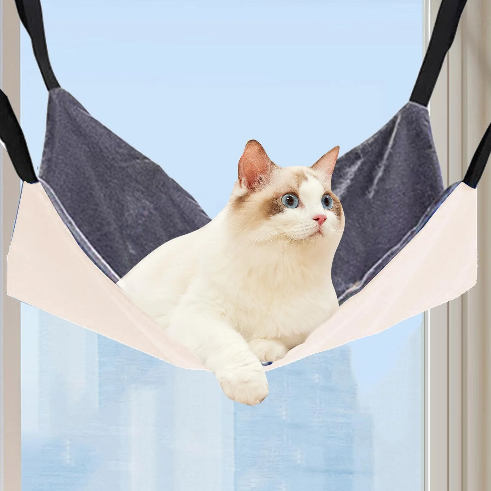 Cat Hammock, Adjustable Soft Swing 15.75x15.75 Inches, Double-Sided Comfortable Sleeping Pad, Breathable Resting Bed, Cage Hanging Accessory for Kittens, Small Pets, Rabbits