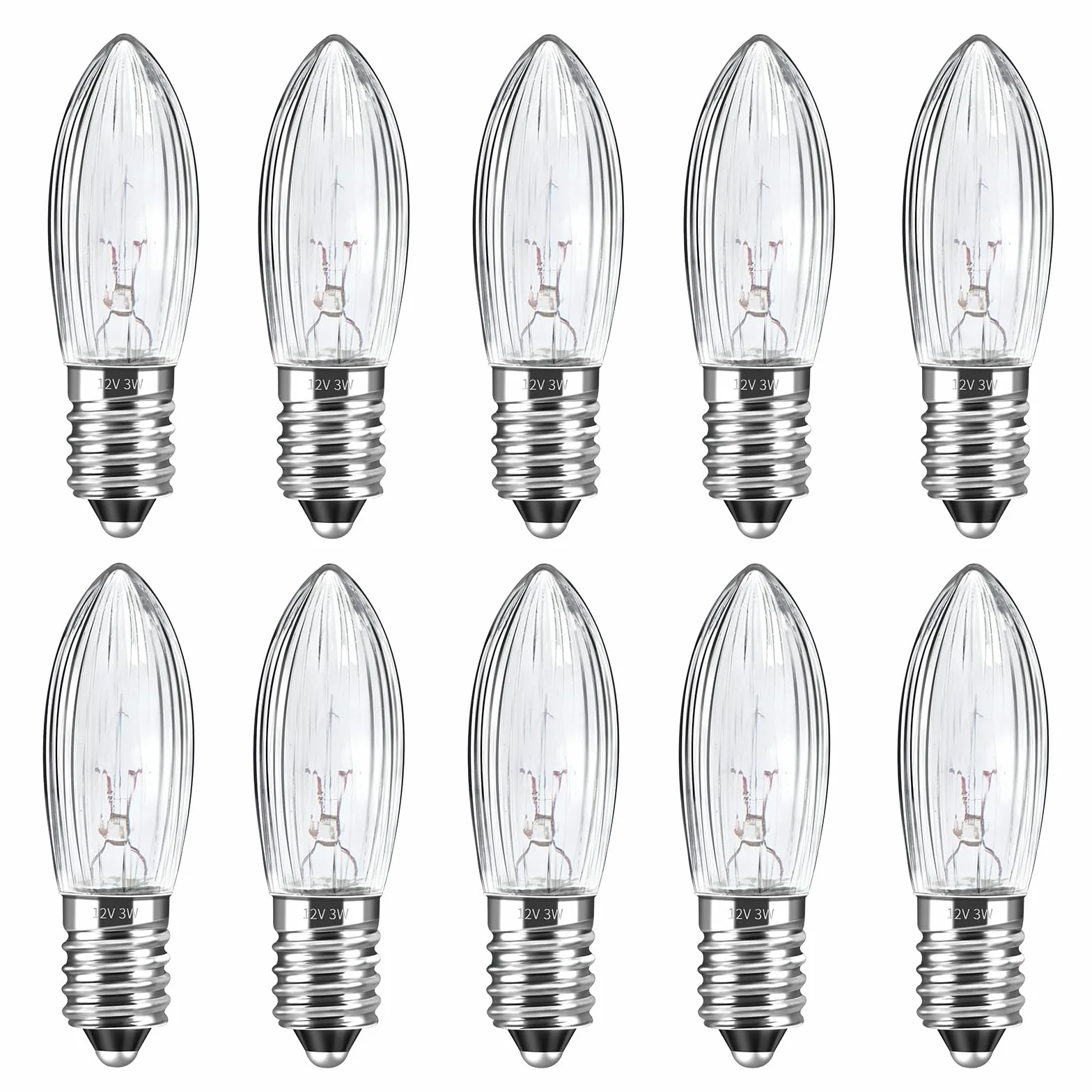 Wymienne żarówki świecowe E10 3W 12V 2700K ciepła biel 10 sztuk