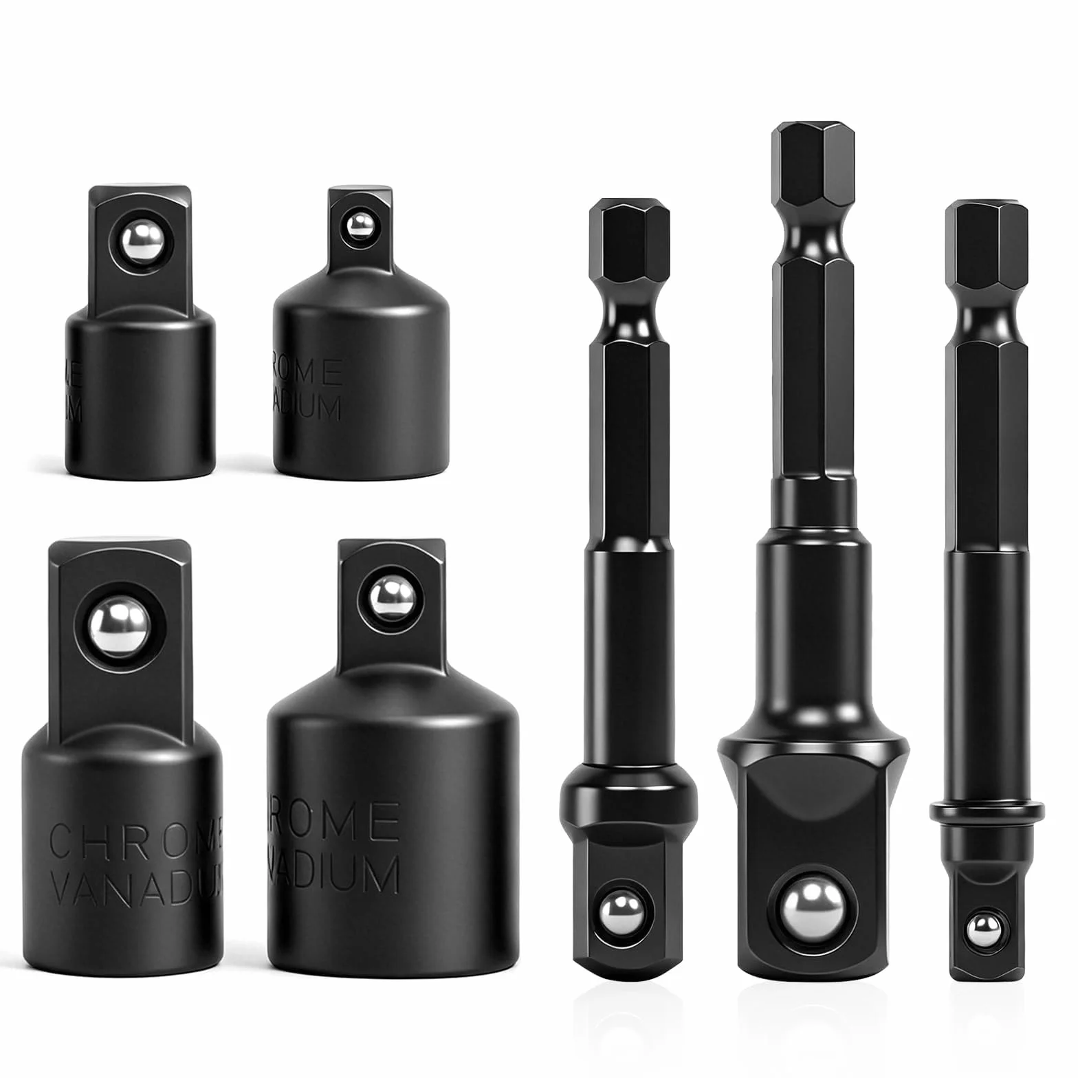 7-częściowy zestaw adapterów nasadowych, adapter i zestaw redukcyjny 1/4" 3/8" 1/2" 1/2" i napęd 1/4", klucz nasadowy Impact Socket adapter do akumulatorowej wiertarko-wkrętarki