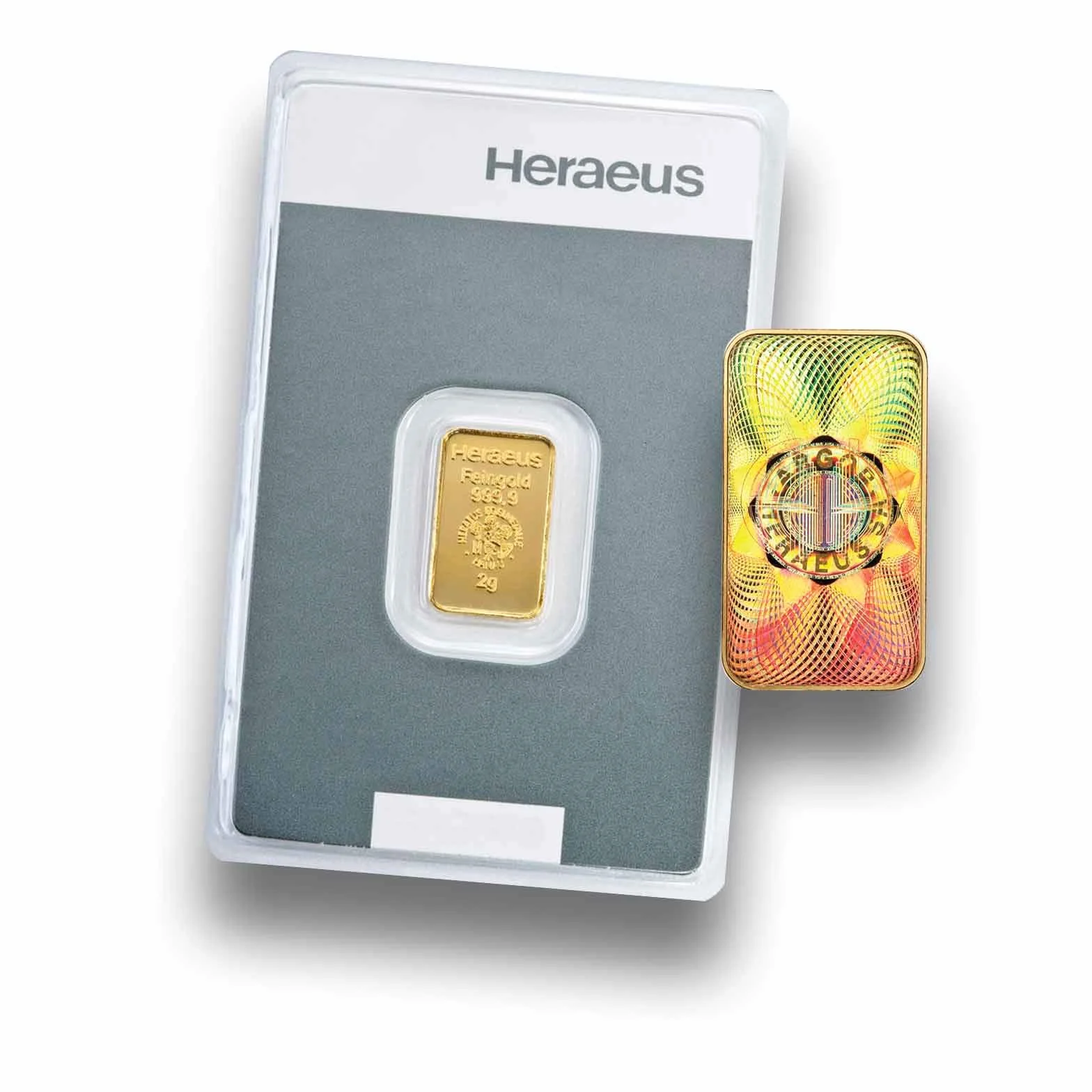 Heraeus sztabka złota o wadze 2 g, certyfikat LBMA