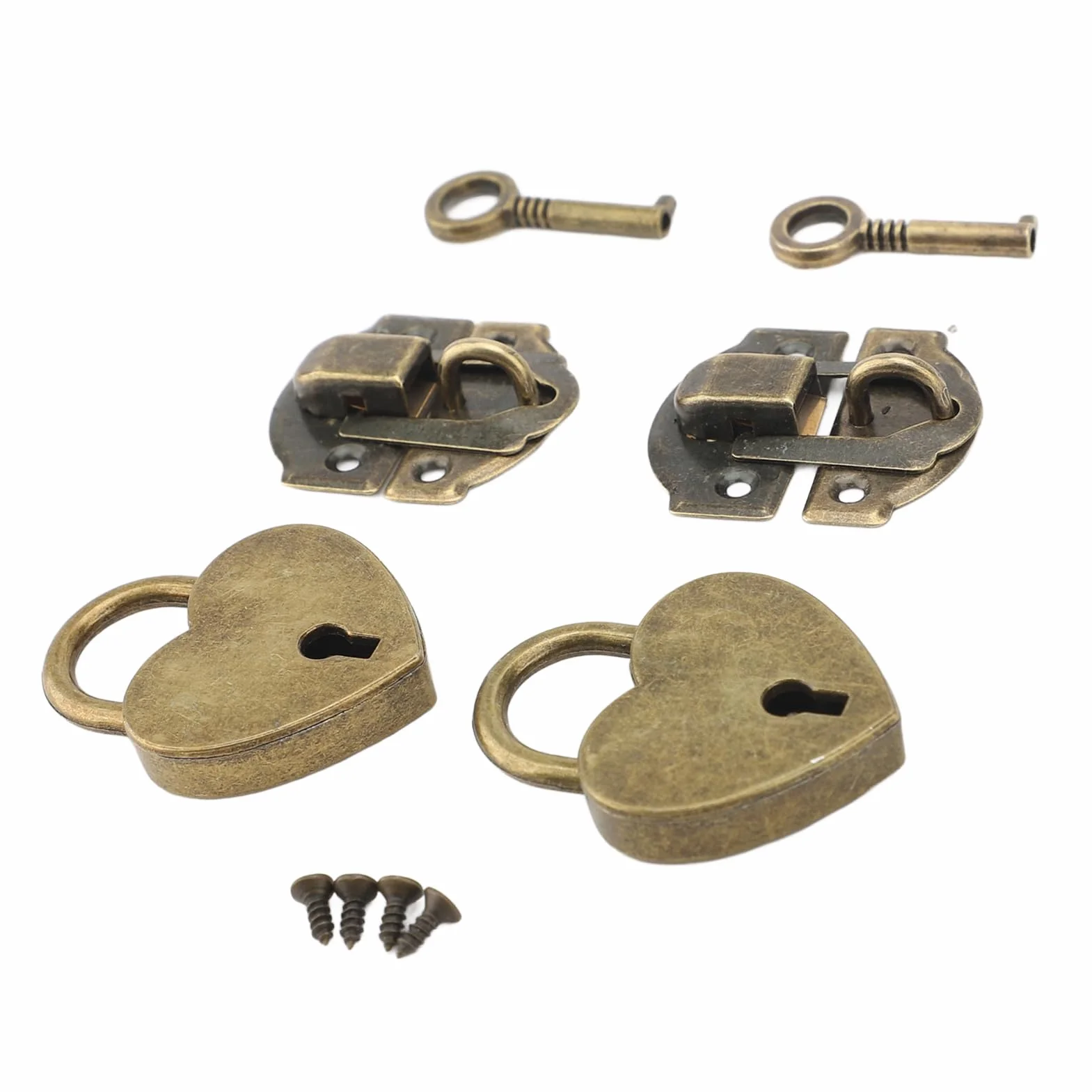 Generic Vintage Hasp Hasp Latch Padlock, w Kształcie Serca, Stopu Cynku, Kompletne Rozwiązanie Bezpieczeństwa, Instalacja Bez Wysiłku, Drewniane Pudełka, Rzemiosła, Pudełka Biżuterii, (Brązowy)