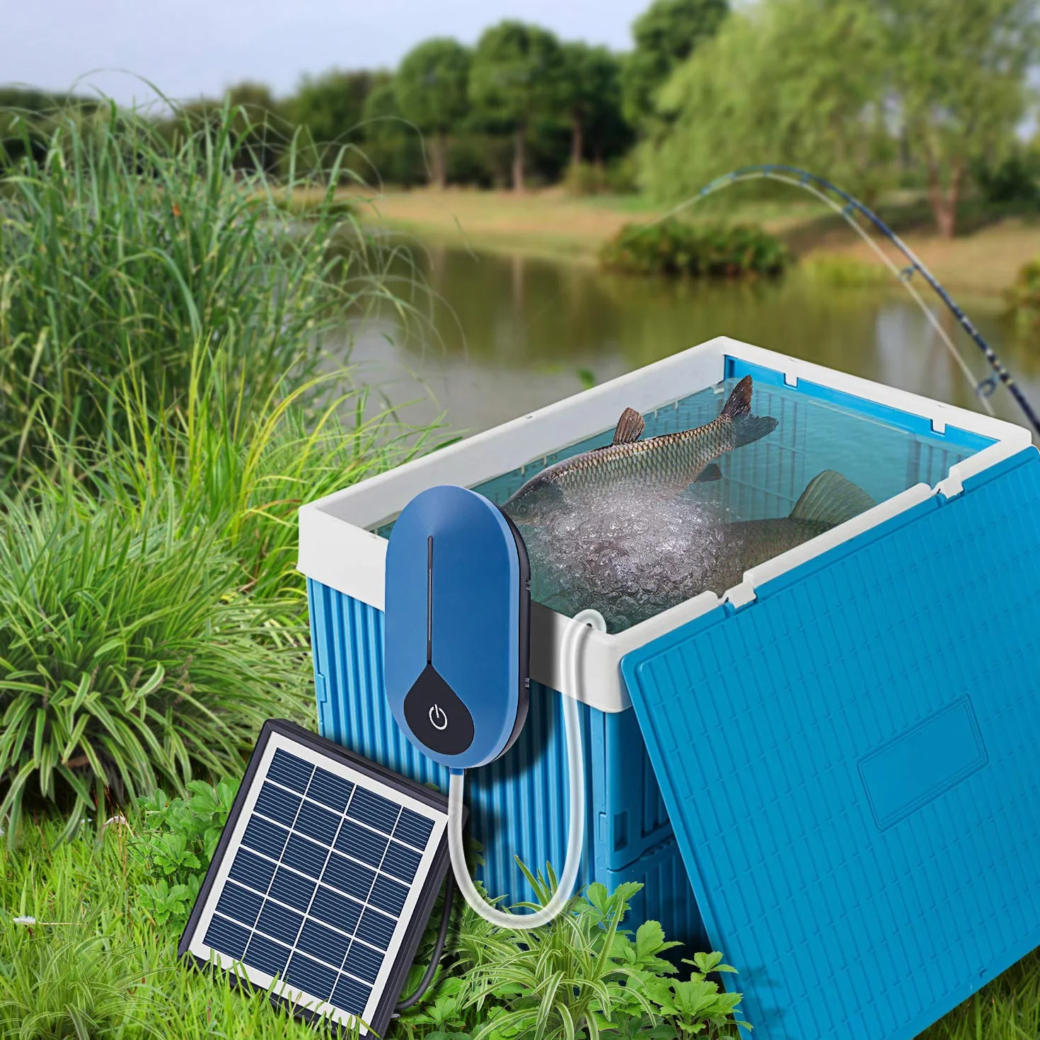 Oxygenator akwarium, 1,5 W, 3600 mAh, solarna pompa tlenowa do akwarium, napowietrzacz do stawu, pompa powietrza, napowietrzacz do akwarium