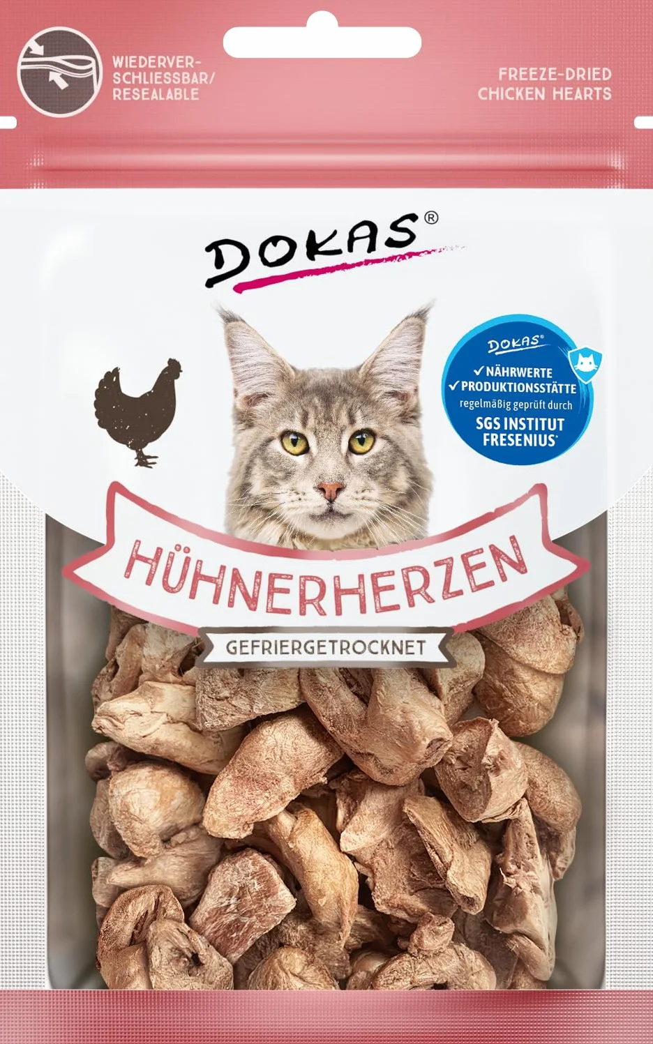DOKAS Podroby liofilizowane – bez zbóż smakołyk premium dla kotów – idealne jako nagroda, 6 x 15 g