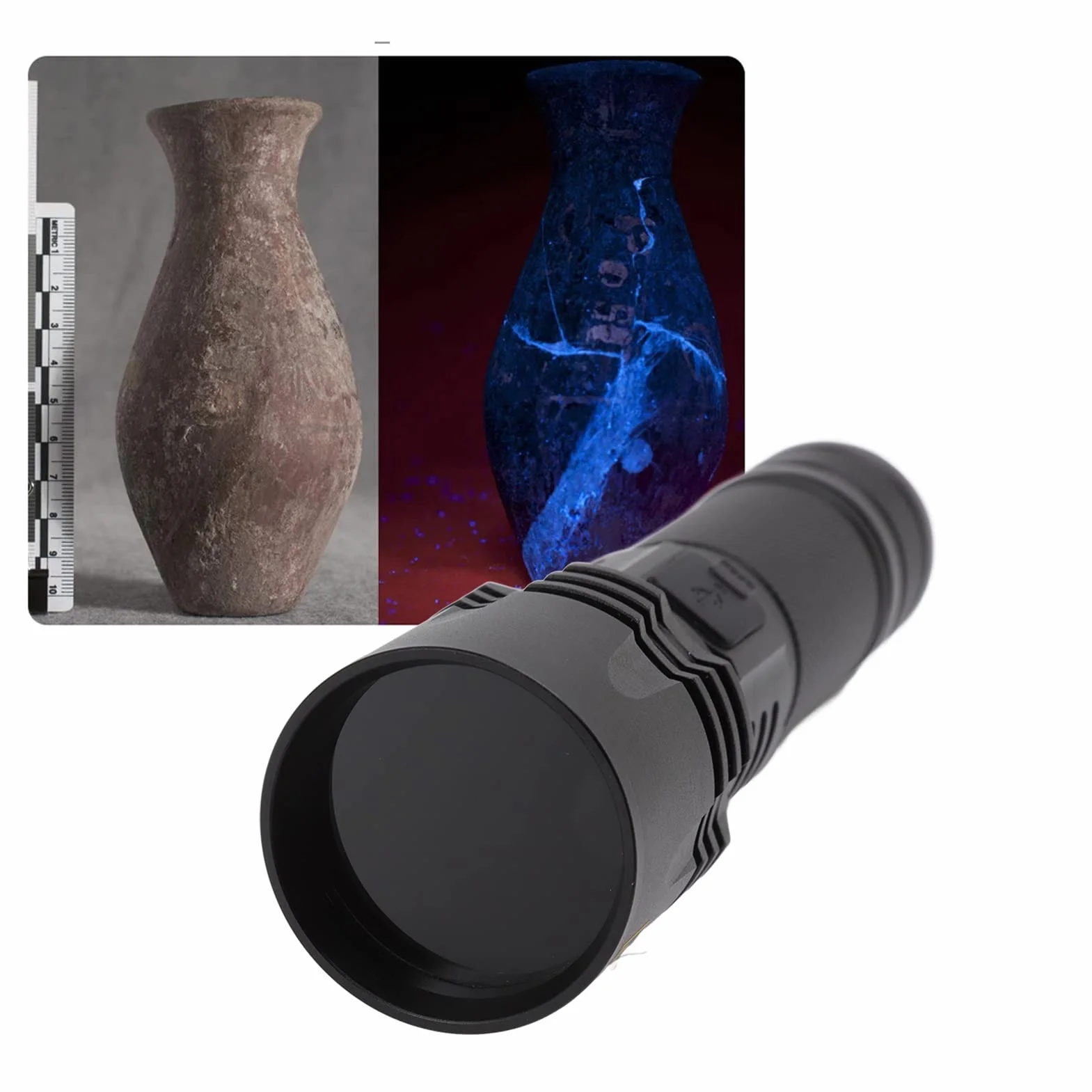 UV Black Light, Latarka UV Akumulator 365nm Black Light Torch 20W Ultrafioletowa USB do NDT Suche Plamy z Moczu Zwierząt, Latarki Ręczne