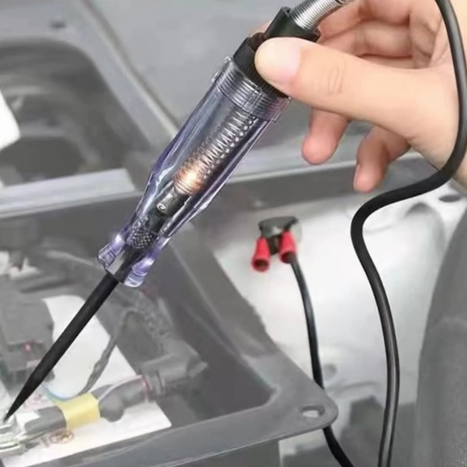 DEWIN Tester obwodu przewodu elektrycznego, Auto 6 V 12 V 24 V DC kamera samochodowa tester napięcia test obwodu VoltMet długi długopis żarówka