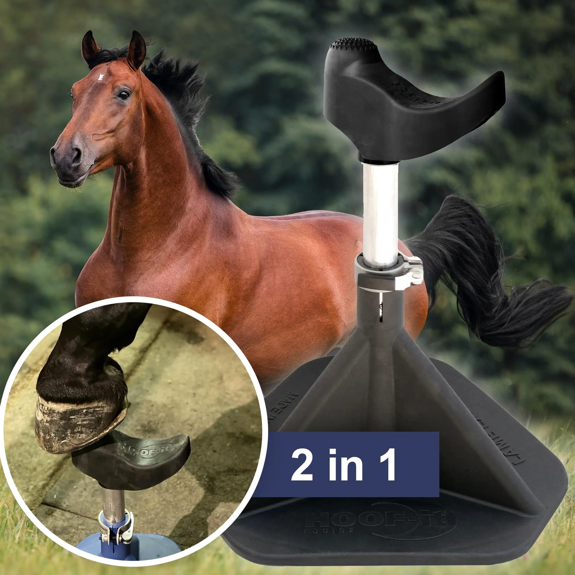 Hoof It Kowal Farrier stojak na kopyta konia, czarny
